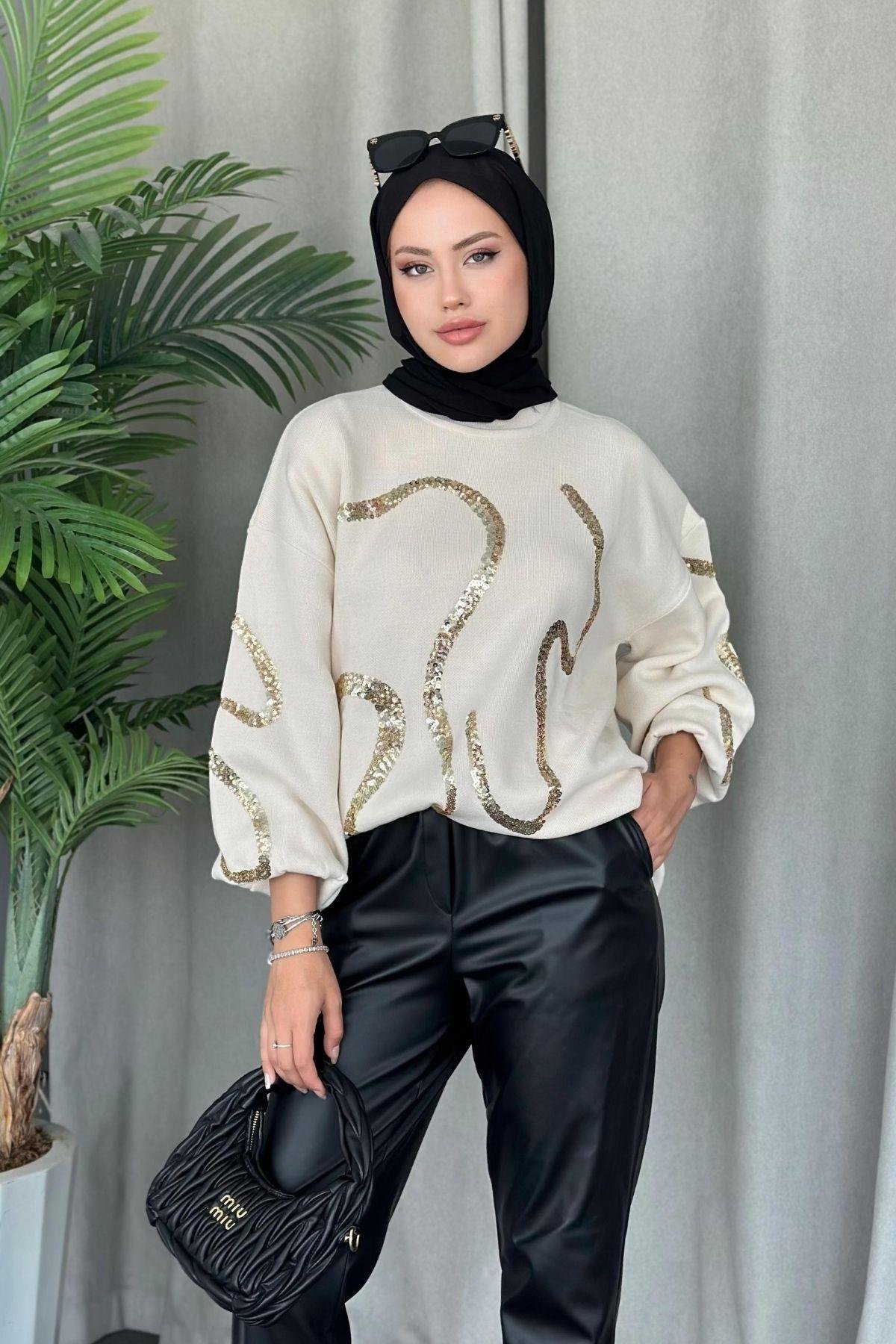 Pullu Triko Tunik Ekru, Fiyatları 