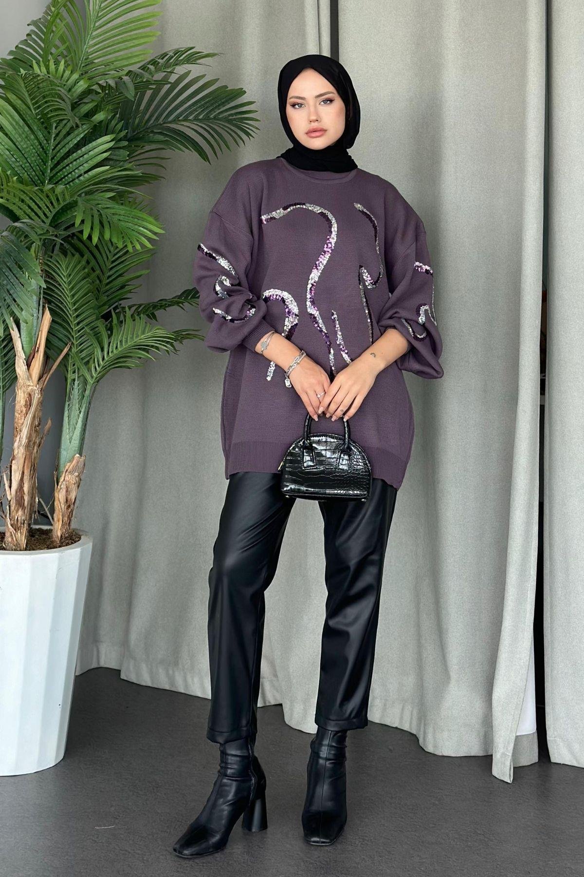 Pullu Triko Tunik Mürdüm, Fiyatları 