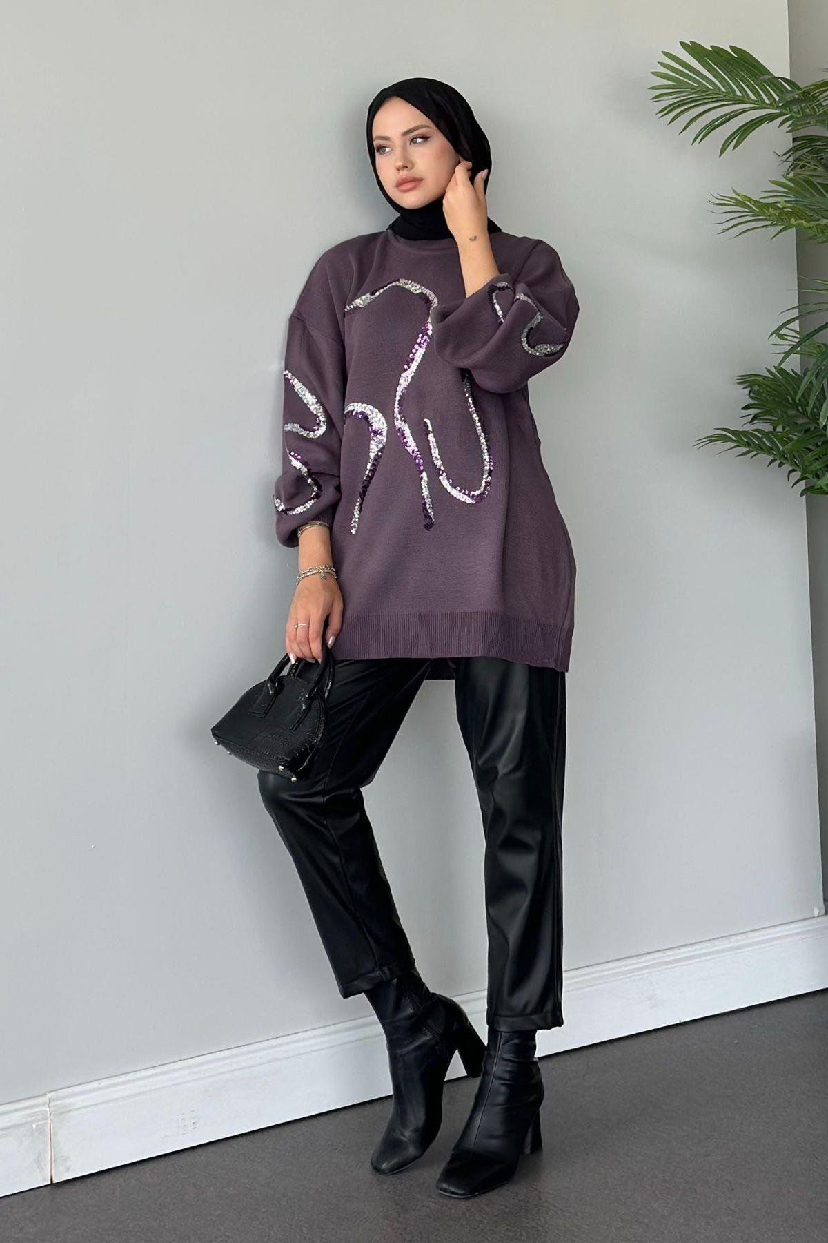 Pullu Triko Tunik Mürdüm, Fiyatları 