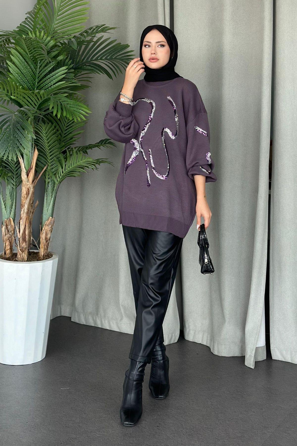 Pullu Triko Tunik Mürdüm, Fiyatları 