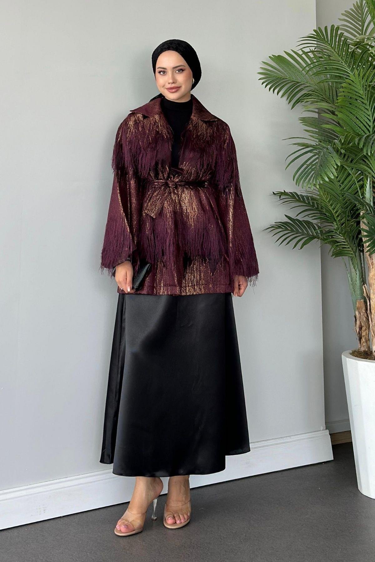 Püsküllü Tasarım Ceket Bordo, Fiyatları 