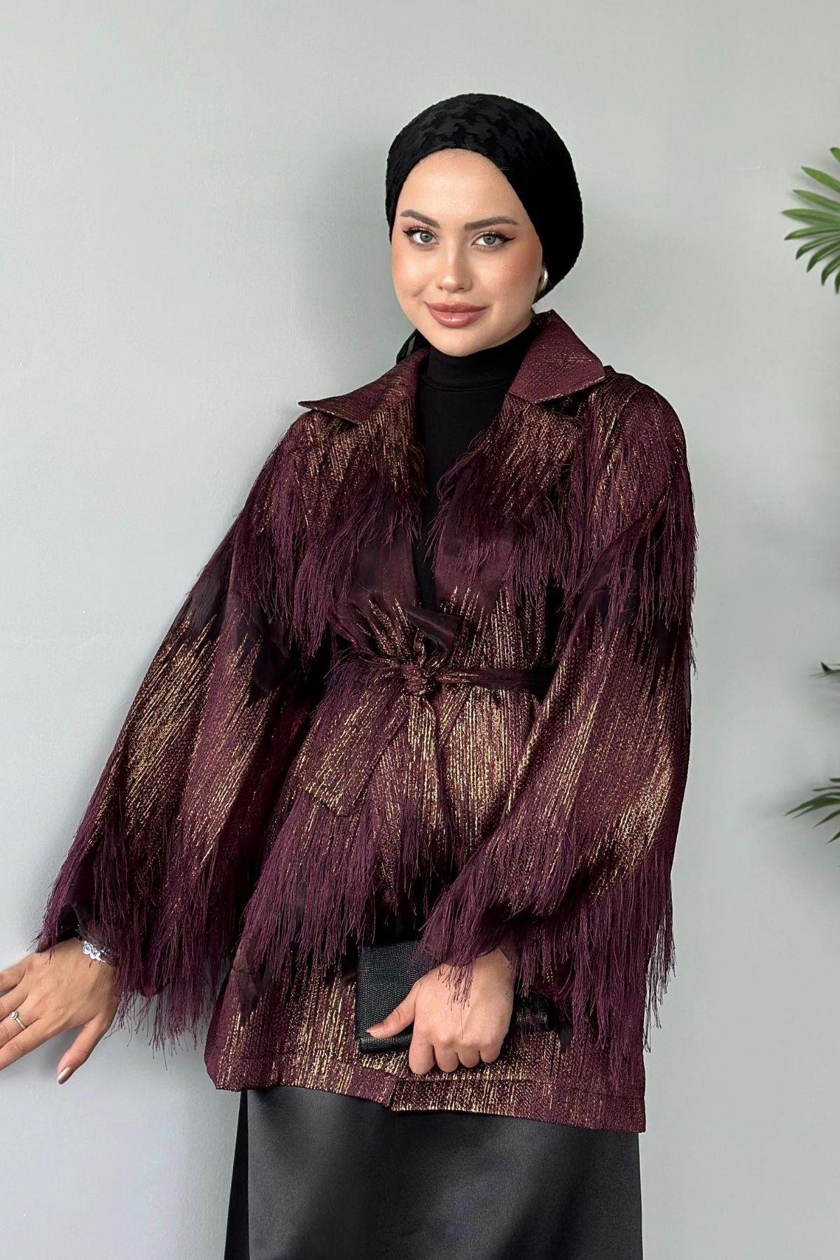 Püsküllü Tasarım Ceket Bordo, Fiyatları 