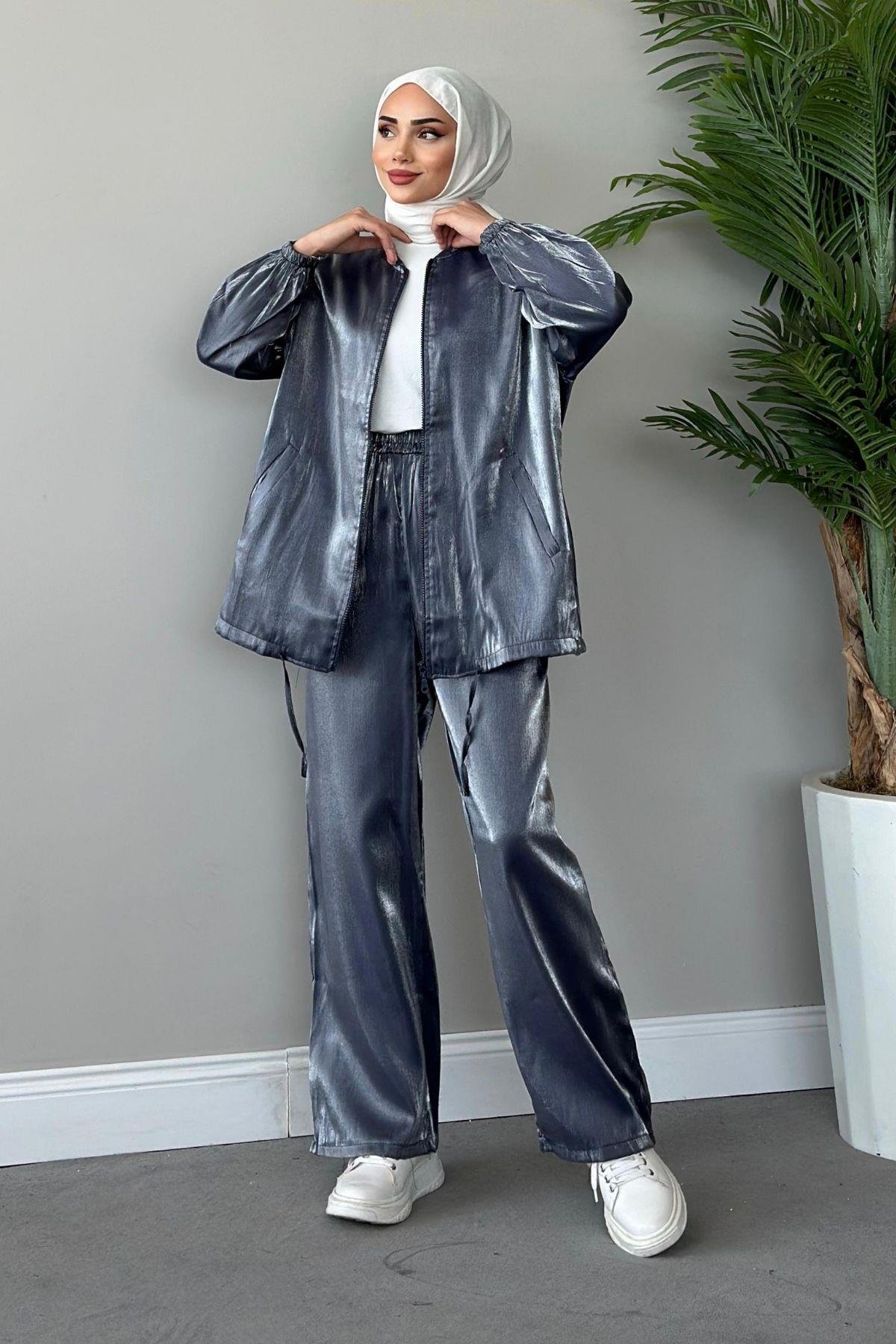 Quince Fermuarlı Takım Mavi, Fiyatları Haza Moda | Tesettür Giyim | Quince Fermuarlı Takım Mavi