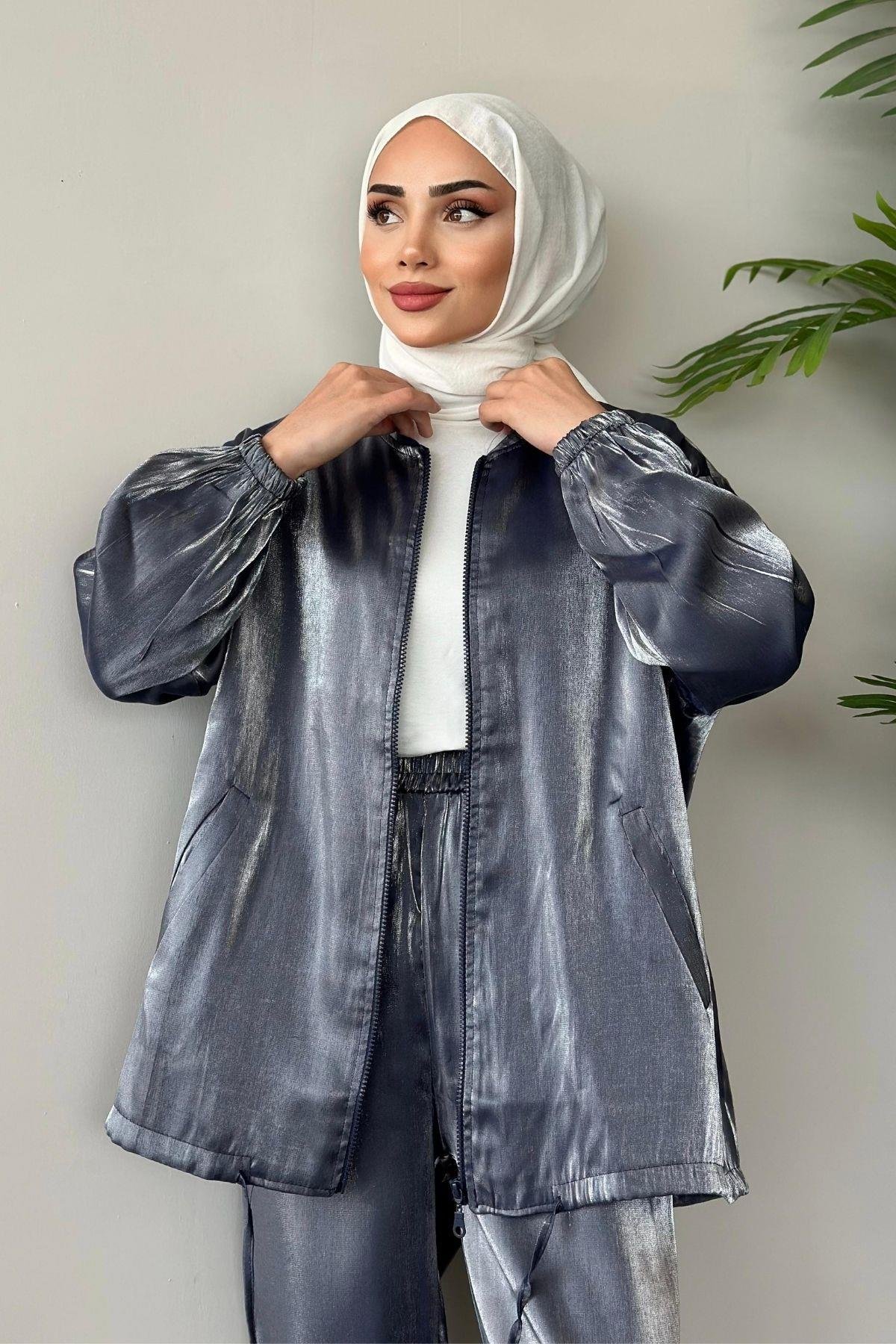 Quince Fermuarlı Takım Mavi, Fiyatları Haza Moda | Tesettür Giyim | Quince Fermuarlı Takım Mavi