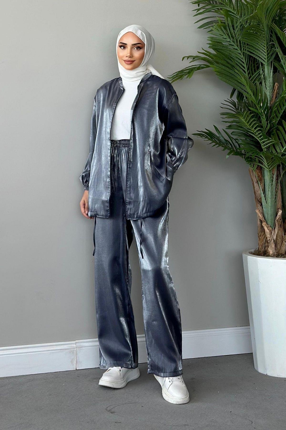 Quince Fermuarlı Takım Mavi, Fiyatları Haza Moda | Tesettür Giyim | Quince Fermuarlı Takım Mavi