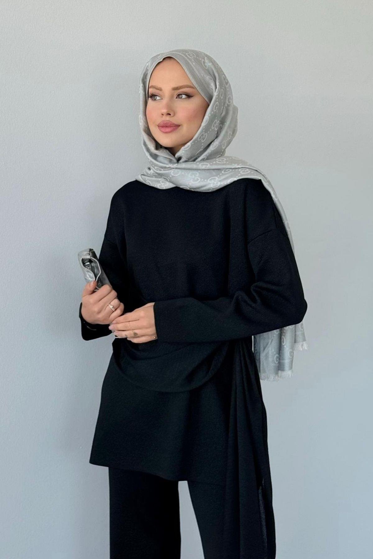 Quuen Şal Deytaylı Simli Takım Siyah, Fiyatları Quuen Şal Deytaylı Simli Takım Siyah- Haza Moda 