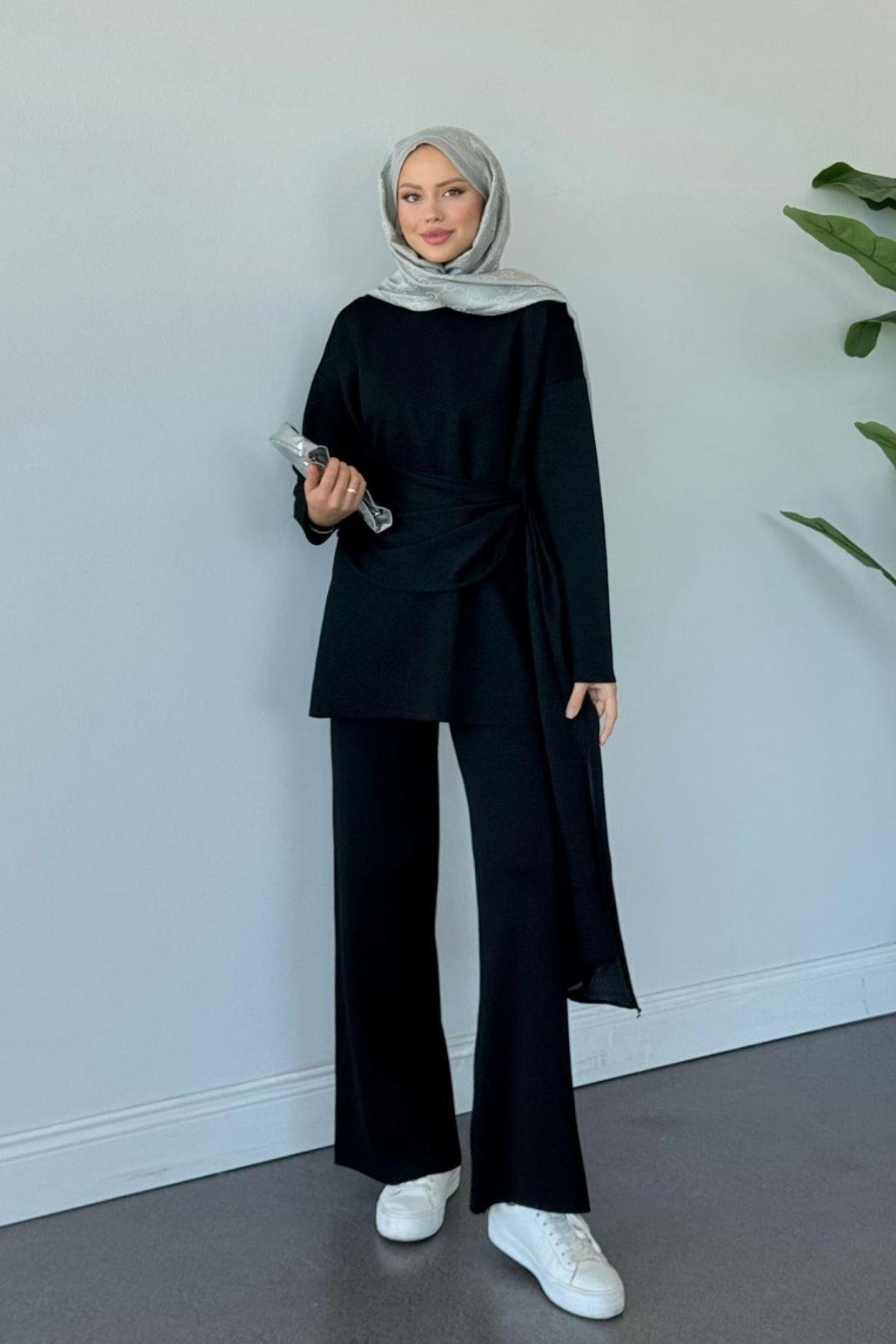 Quuen Şal Deytaylı Simli Takım Siyah, Fiyatları Quuen Şal Deytaylı Simli Takım Siyah- Haza Moda 