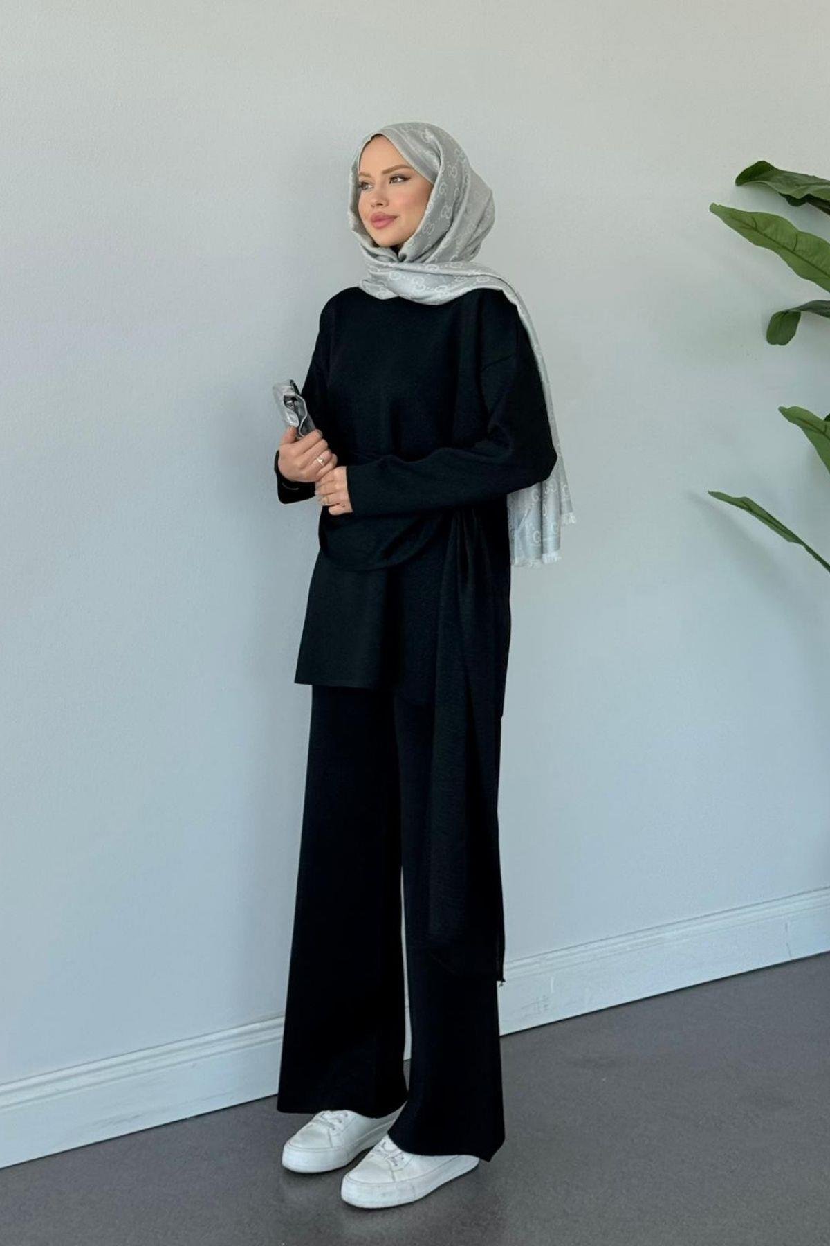 Quuen Şal Deytaylı Simli Takım Siyah, Fiyatları Quuen Şal Deytaylı Simli Takım Siyah- Haza Moda 