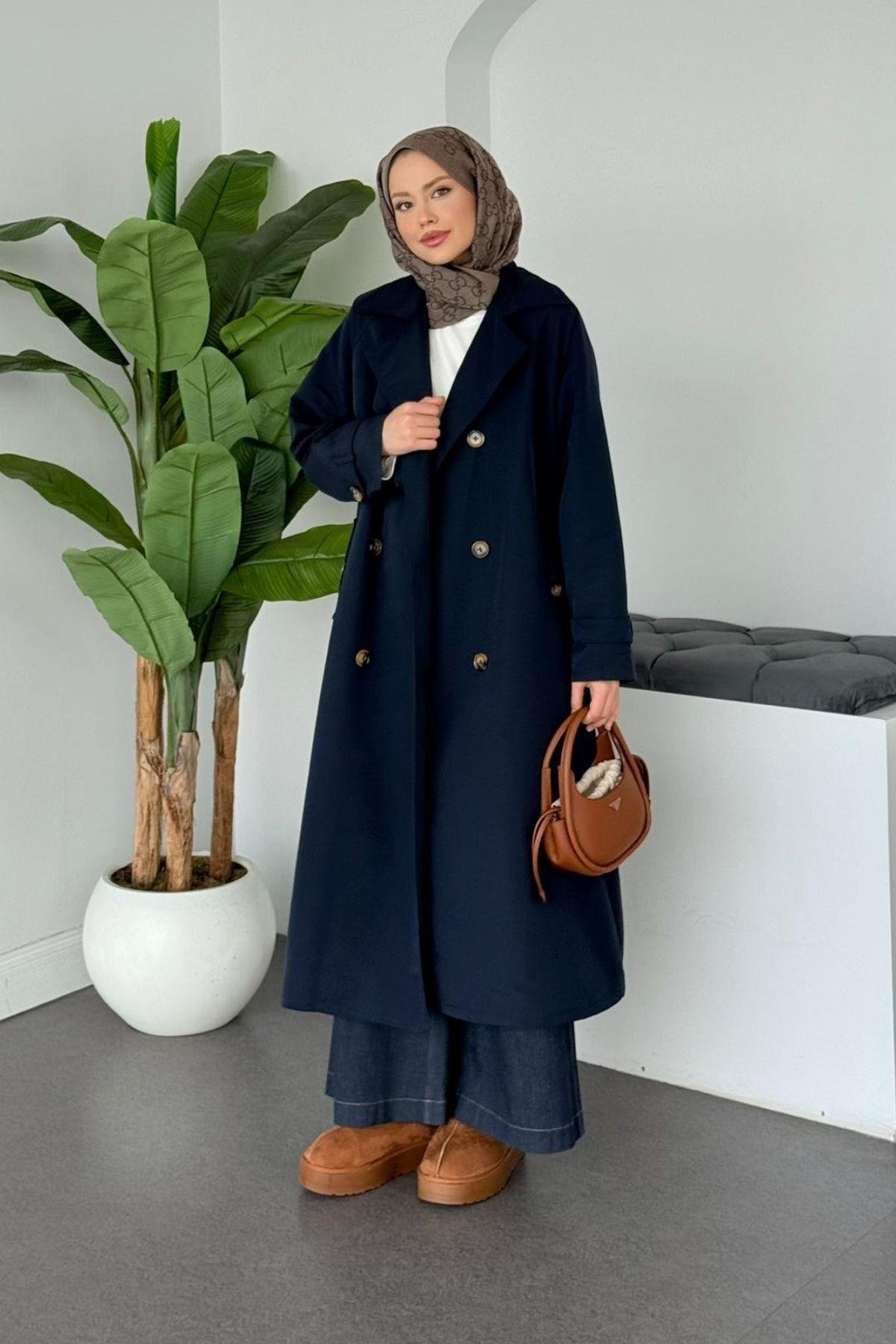 Quup Düğmeli Trenç Lacivert, Fiyatları 