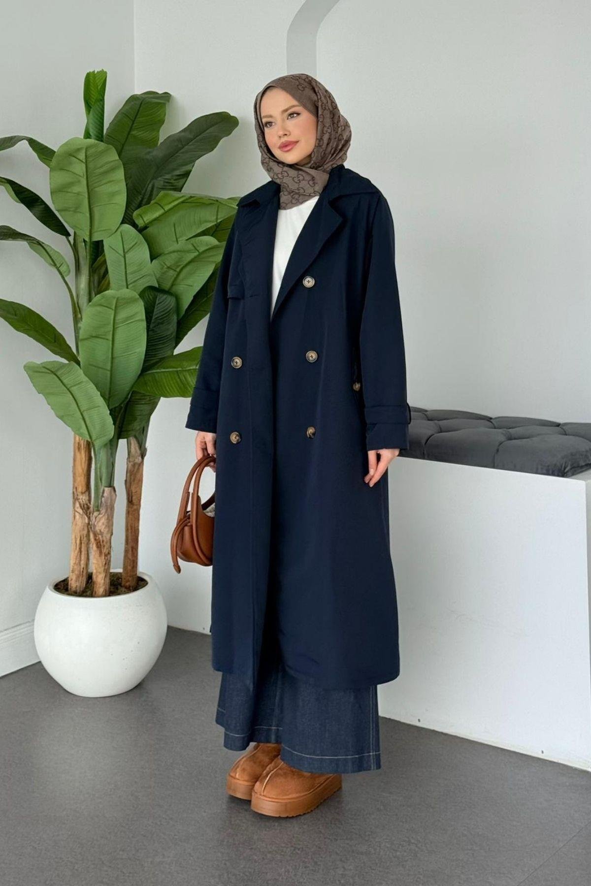 Quup Düğmeli Trenç Lacivert, Fiyatları 