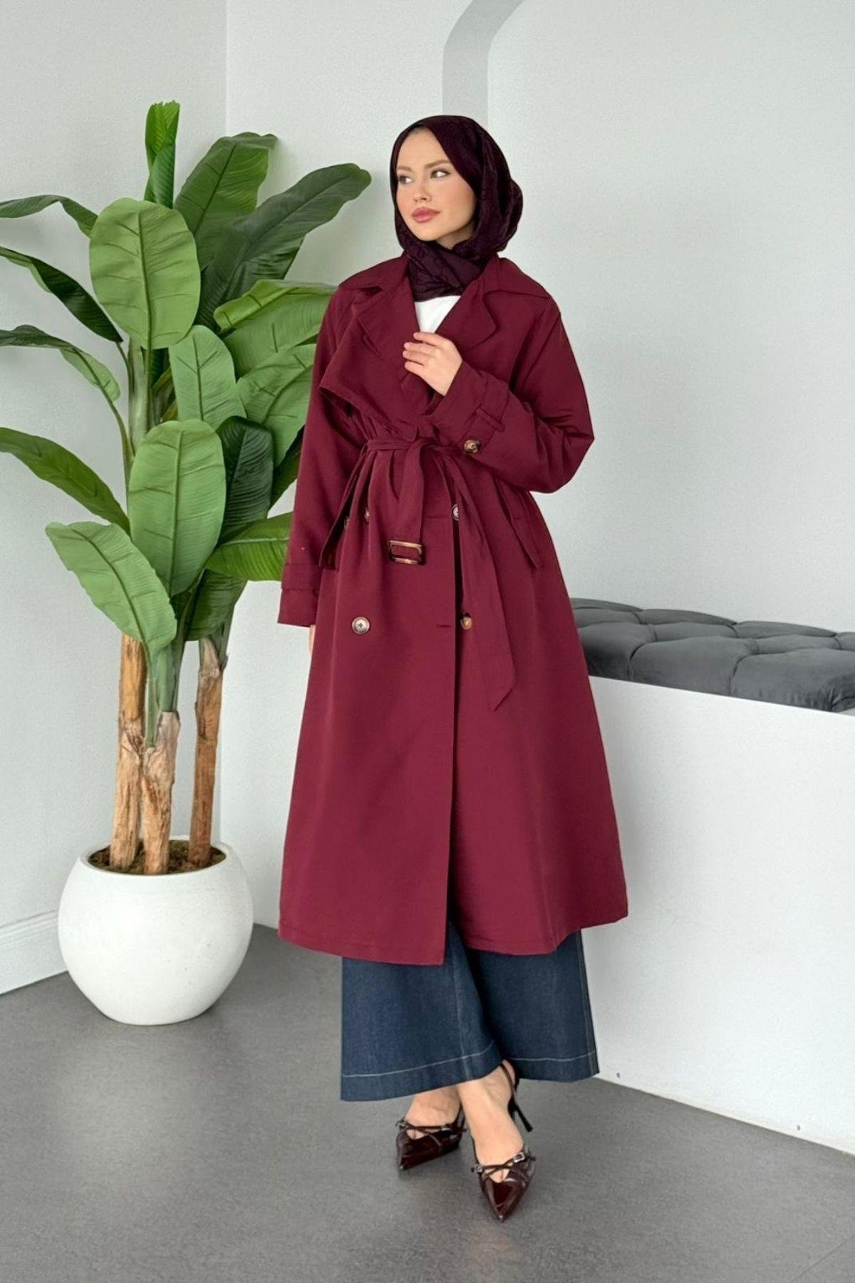 Quup Düğmeli Trenç Mürdüm, Fiyatları 