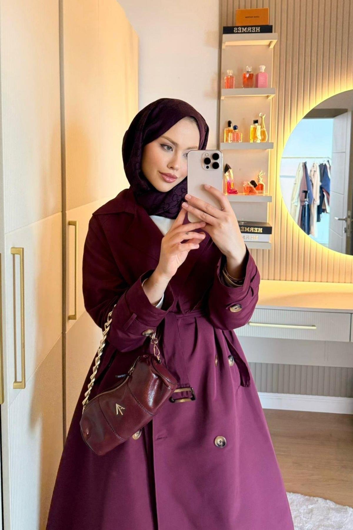 Quup Düğmeli Trenç Mürdüm, Fiyatları 