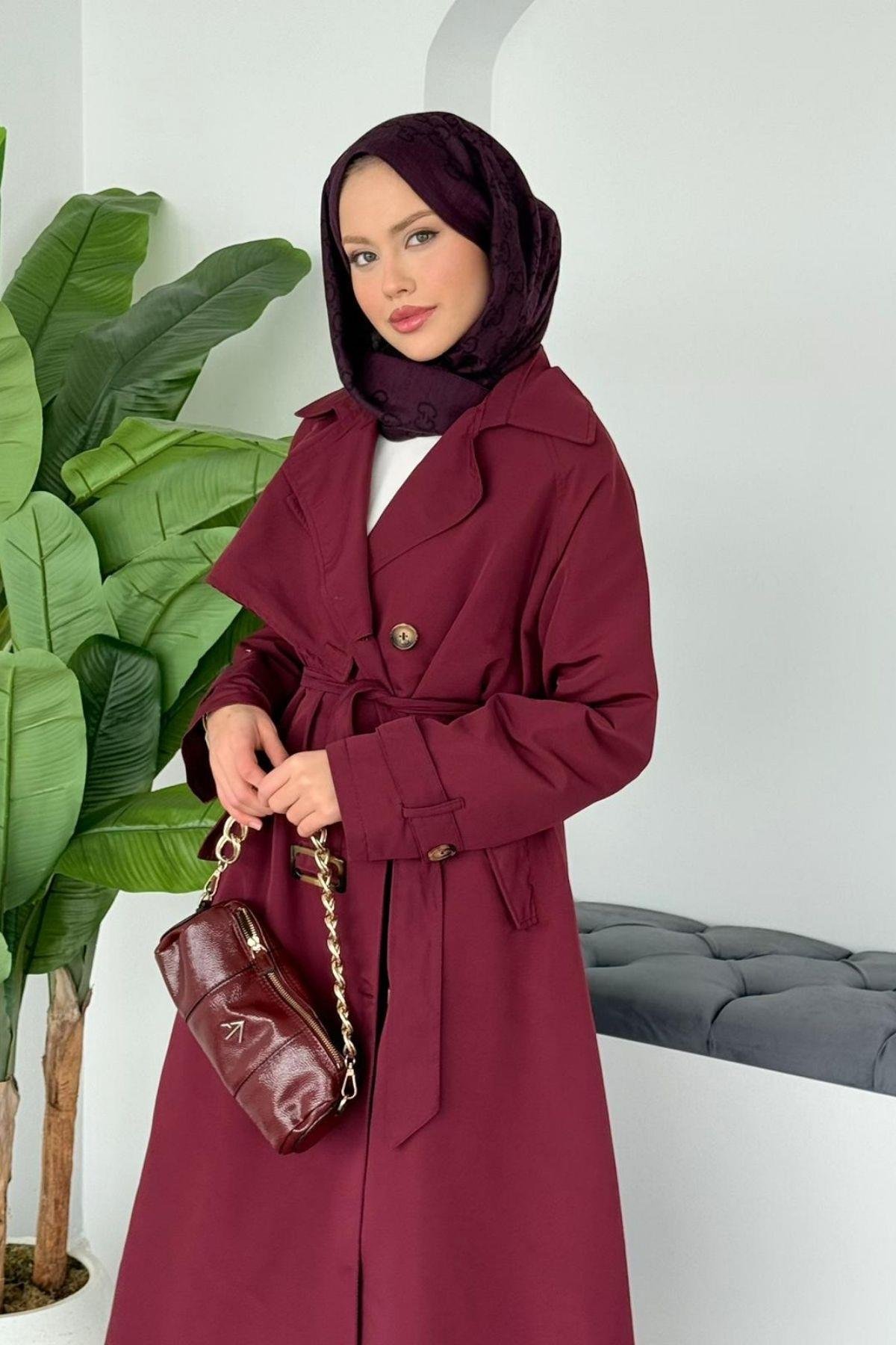 Quup Düğmeli Trenç Mürdüm, Fiyatları 