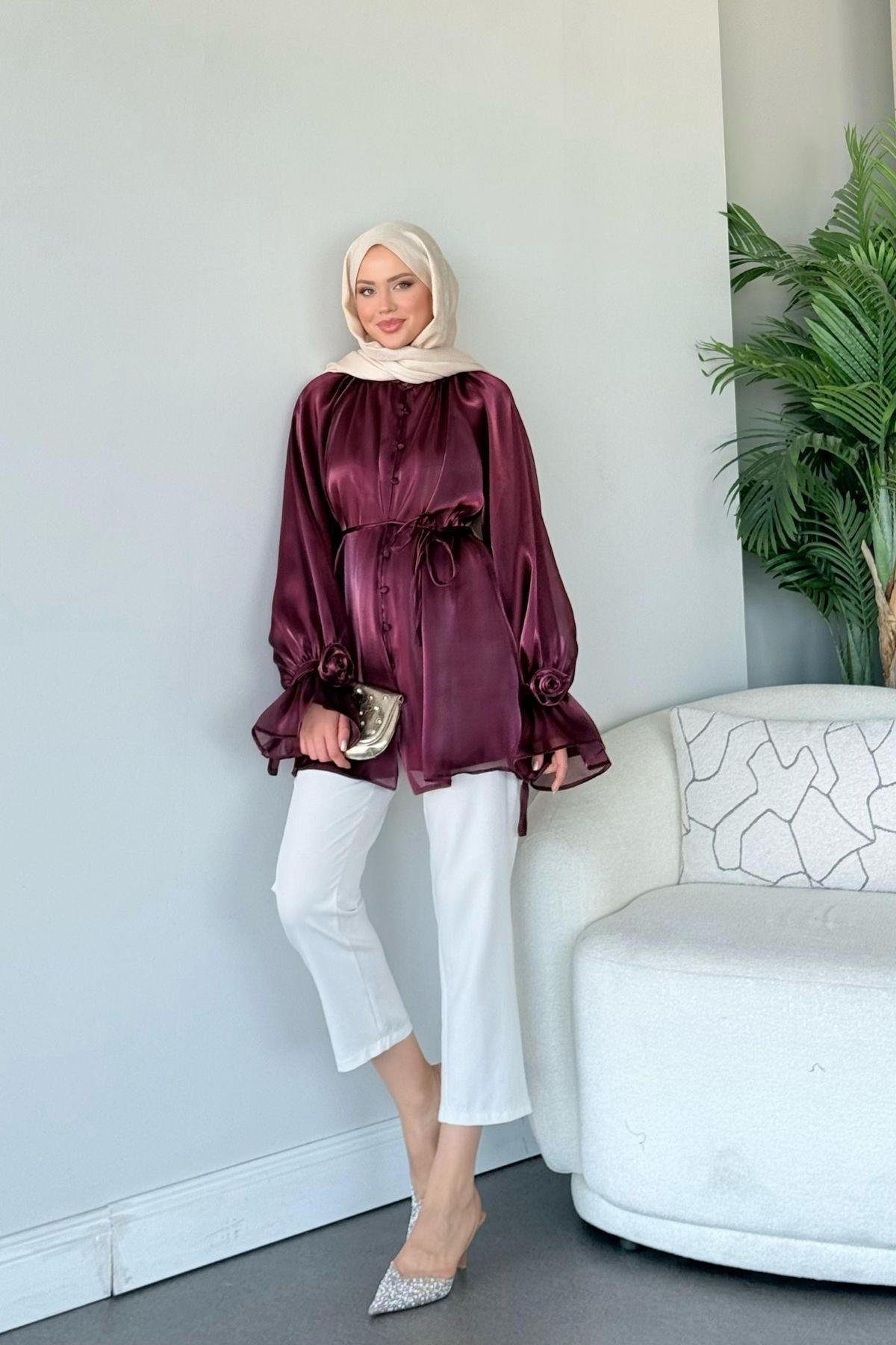 Reian Organze Kap Mürdüm, Fiyatları Reian Organze Kap Mürdüm- Haza Moda 