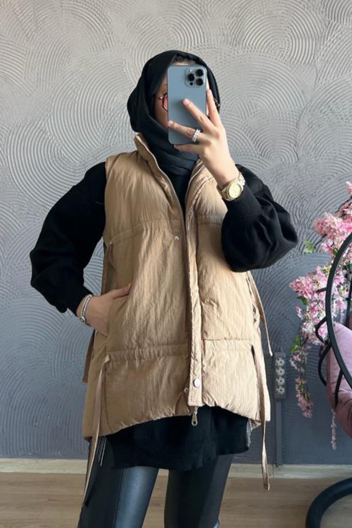 Rika Yelek CAMEL, Fiyatları Rika Yelek-TAŞ – Haza Moda | Tesettür Giyim