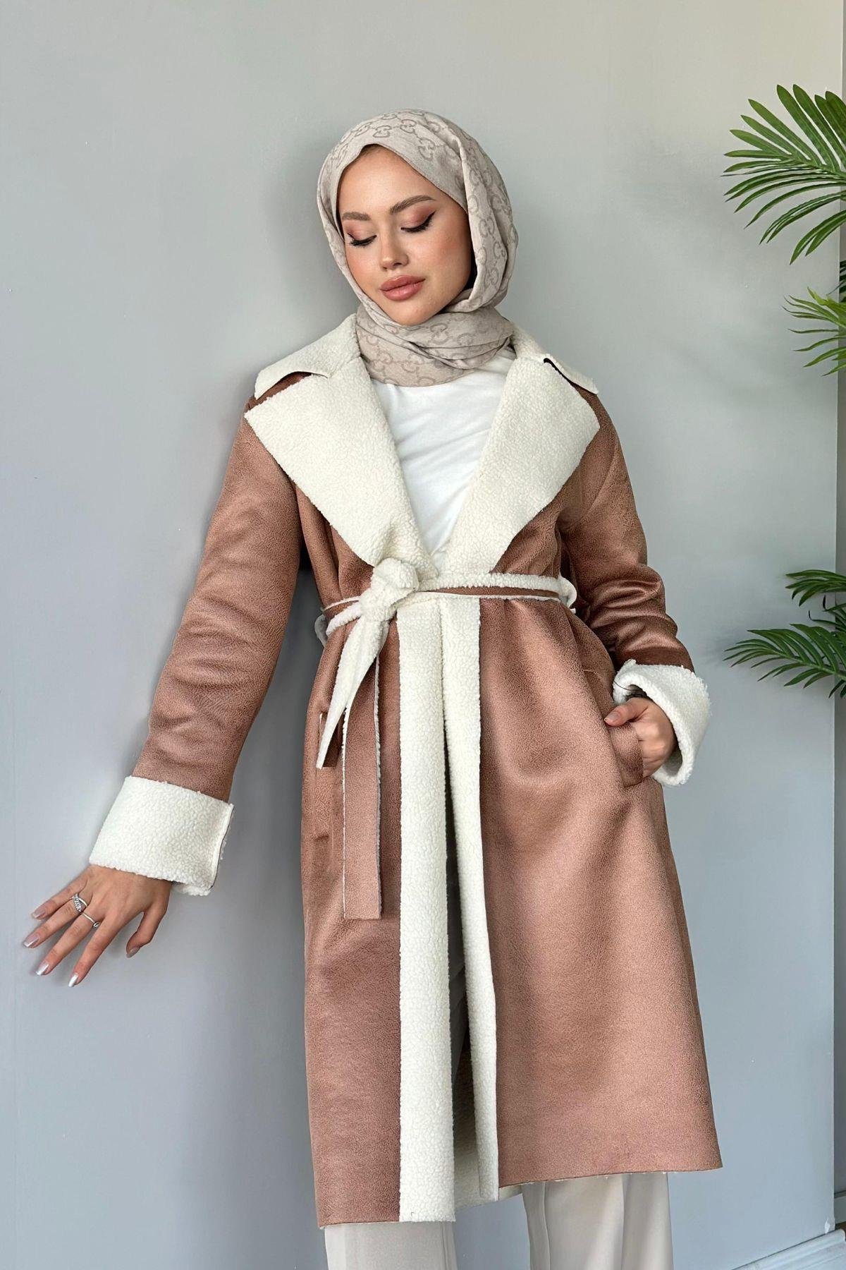 Rima Nubuk Kaban Kahve, Fiyatları Haza Moda | Tesettür Giyim | Rima Nubuk Kaban Kahve