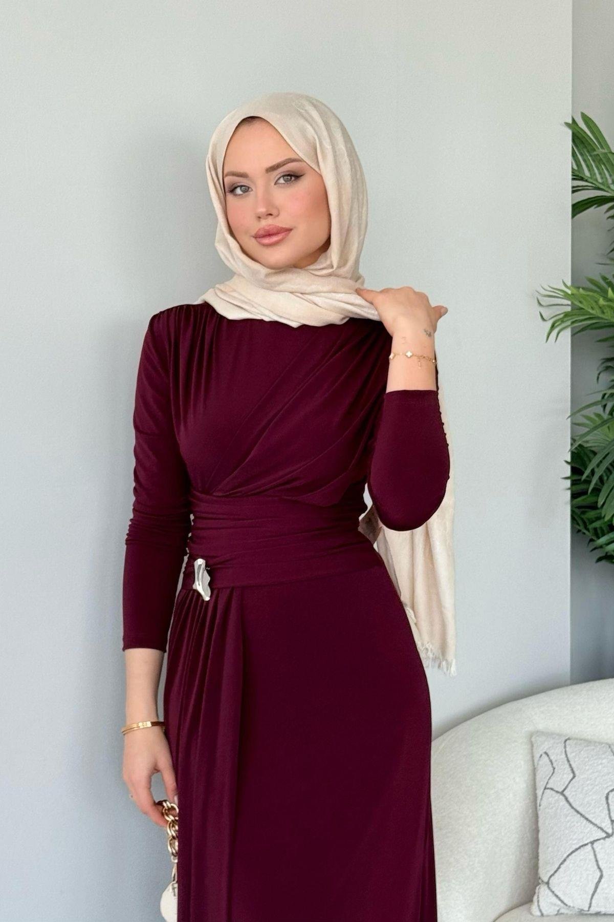 Rixsos Sandy Elbise Bordo, Fiyatları Rixsos Sandy Elbise Bordo- Haza Moda 