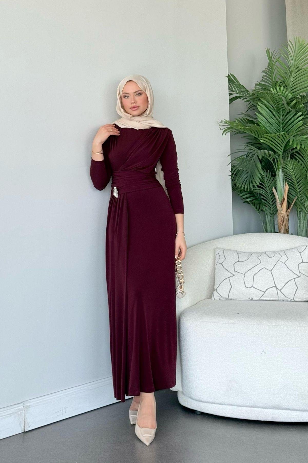 Rixsos Sandy Elbise Bordo, Fiyatları Rixsos Sandy Elbise Bordo- Haza Moda 