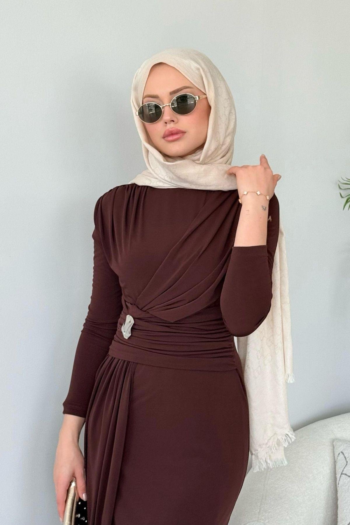 Rixsos Sandy Elbise Kahverengi, Fiyatları Rixsos Sandy Elbise Kahve- Haza Moda 