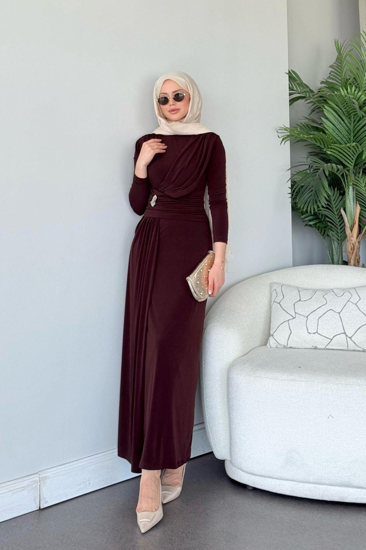 Rixsos Sandy Elbise Kahverengi, Fiyatları Rixsos Sandy Elbise Kahve- Haza Moda 