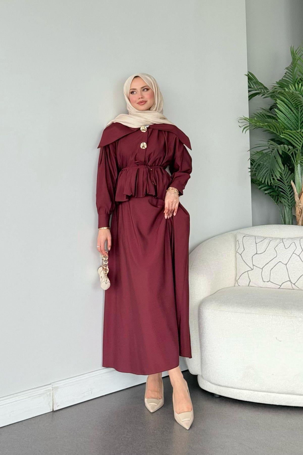 Roma Etekli Takım Bordo, Fiyatları Roma Etekli Takım Bordo- Haza Moda 