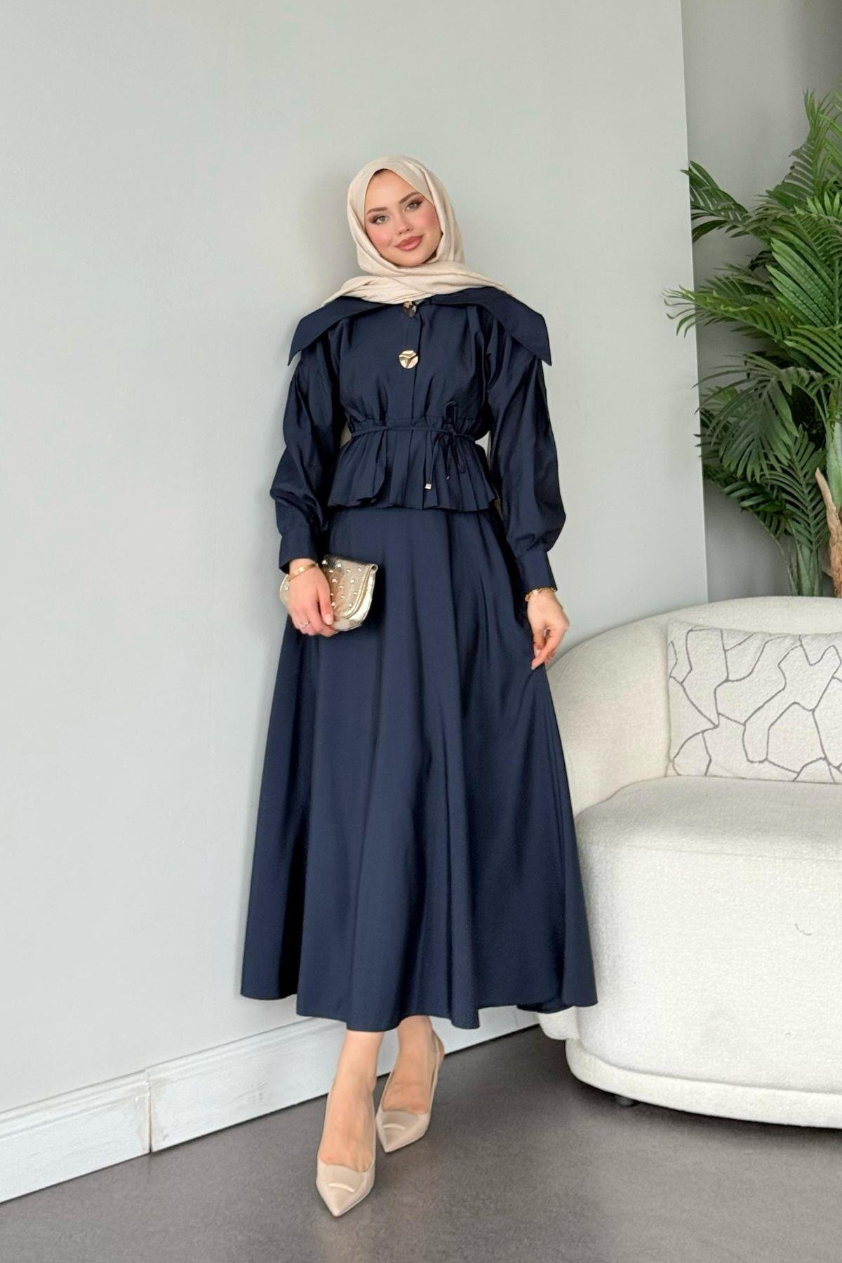 Roma Etekli Takım Lacivert, Fiyatları Roma Etekli Takım Lacivert - Haza Moda 