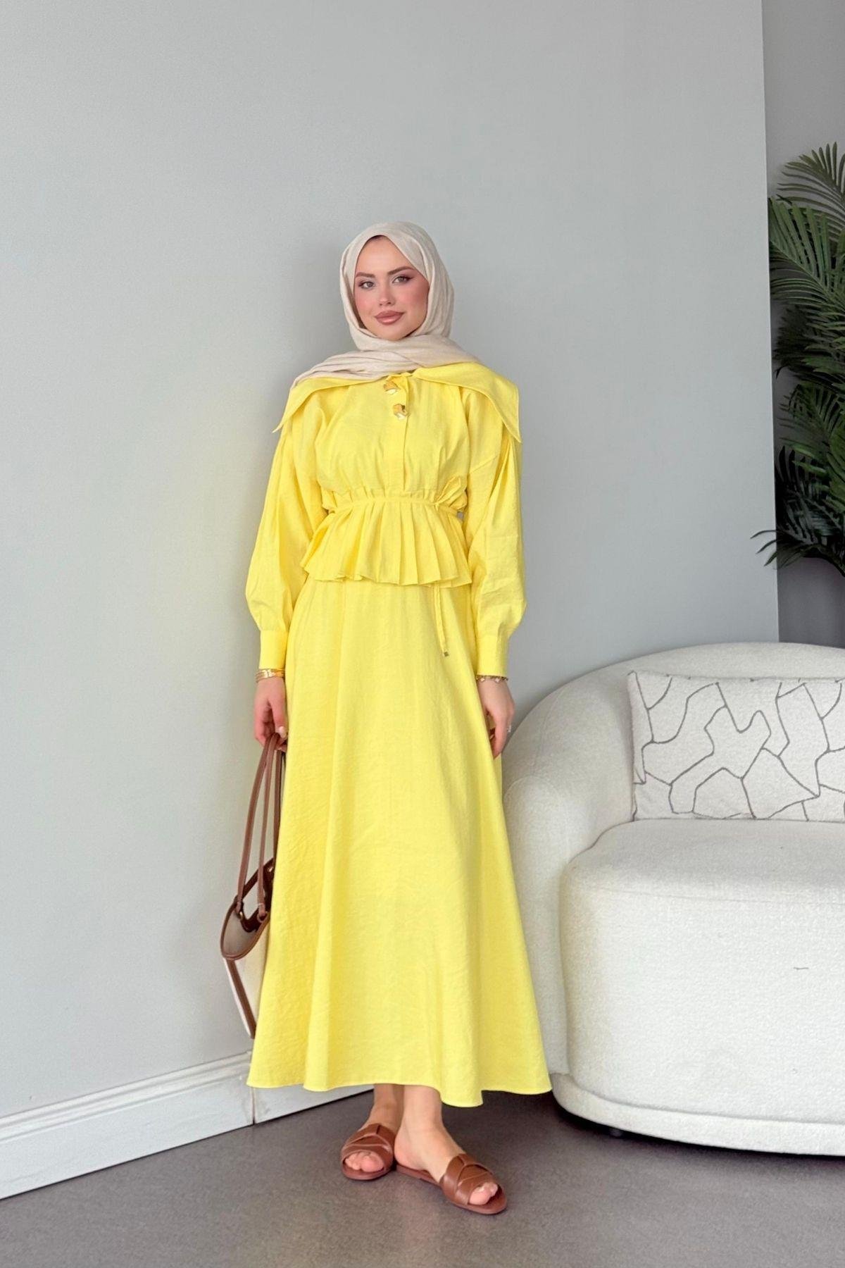Roma Etekli Takım Sarı, Fiyatları Roma Etekli Takım Sarı- Haza Moda 