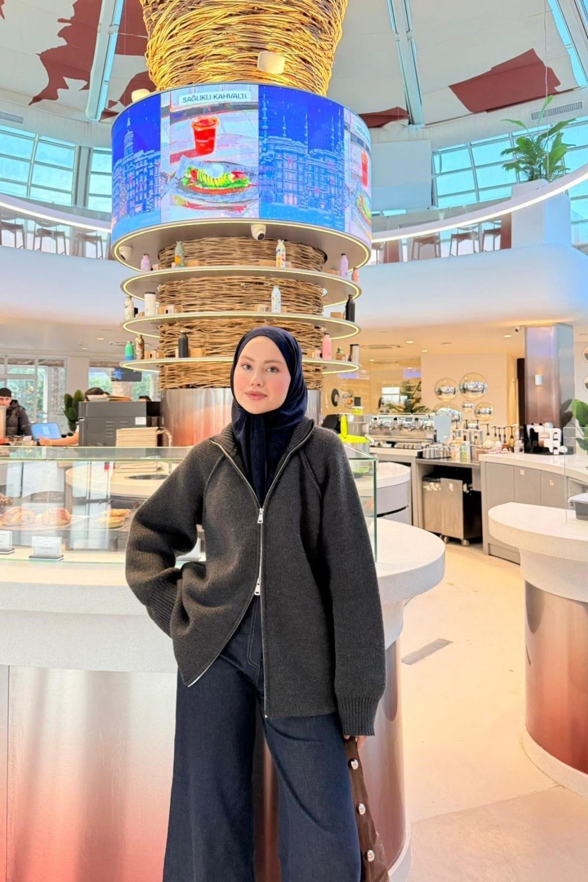 Roma Fermuarlı Hırka Füme, Fiyatları Roma Fermuarlı Hırka Füme | Haza Moda