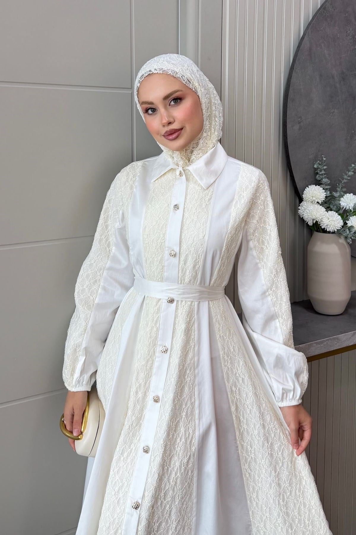Romantik Dantel Detaylı Elbise Ekru, Fiyatları 