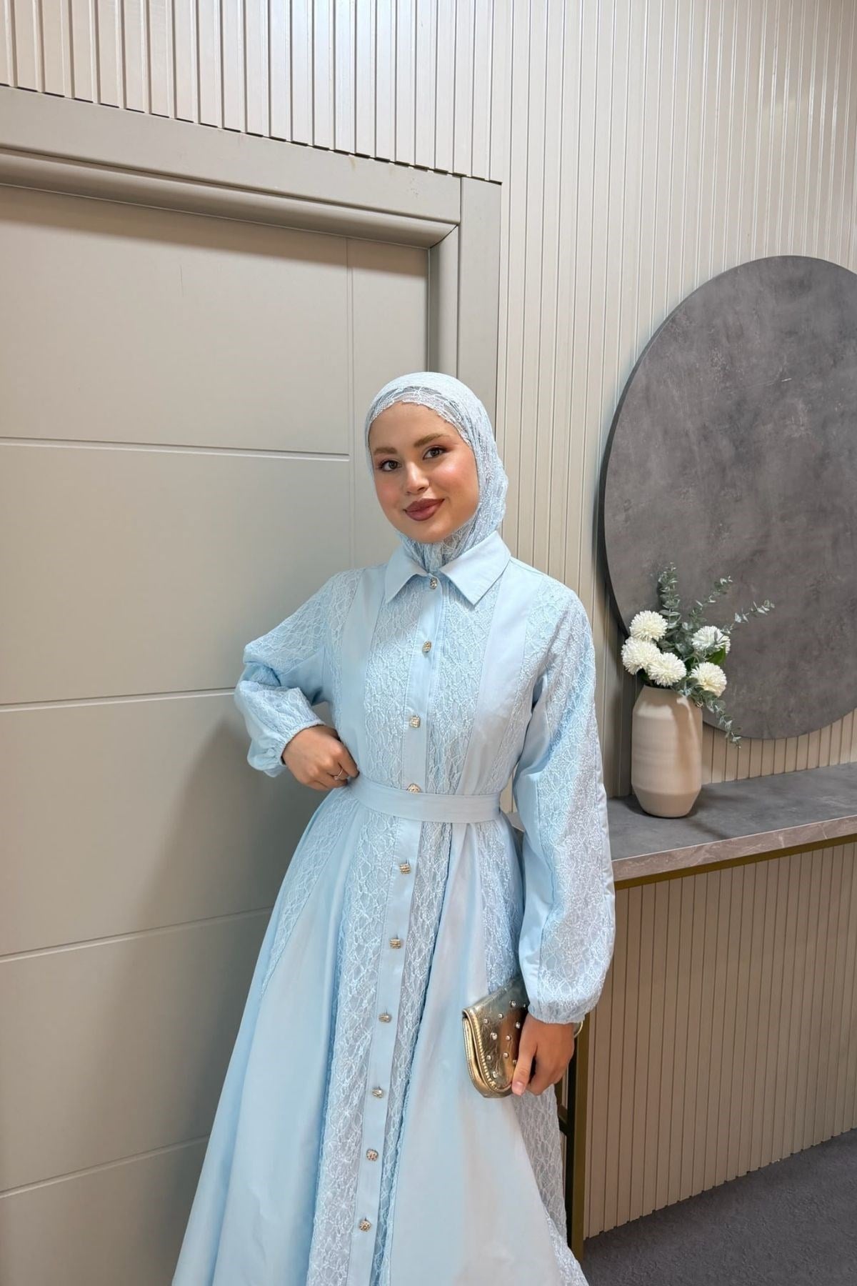 Romantik Dantel Detaylı Elbise Mavi, Fiyatları 