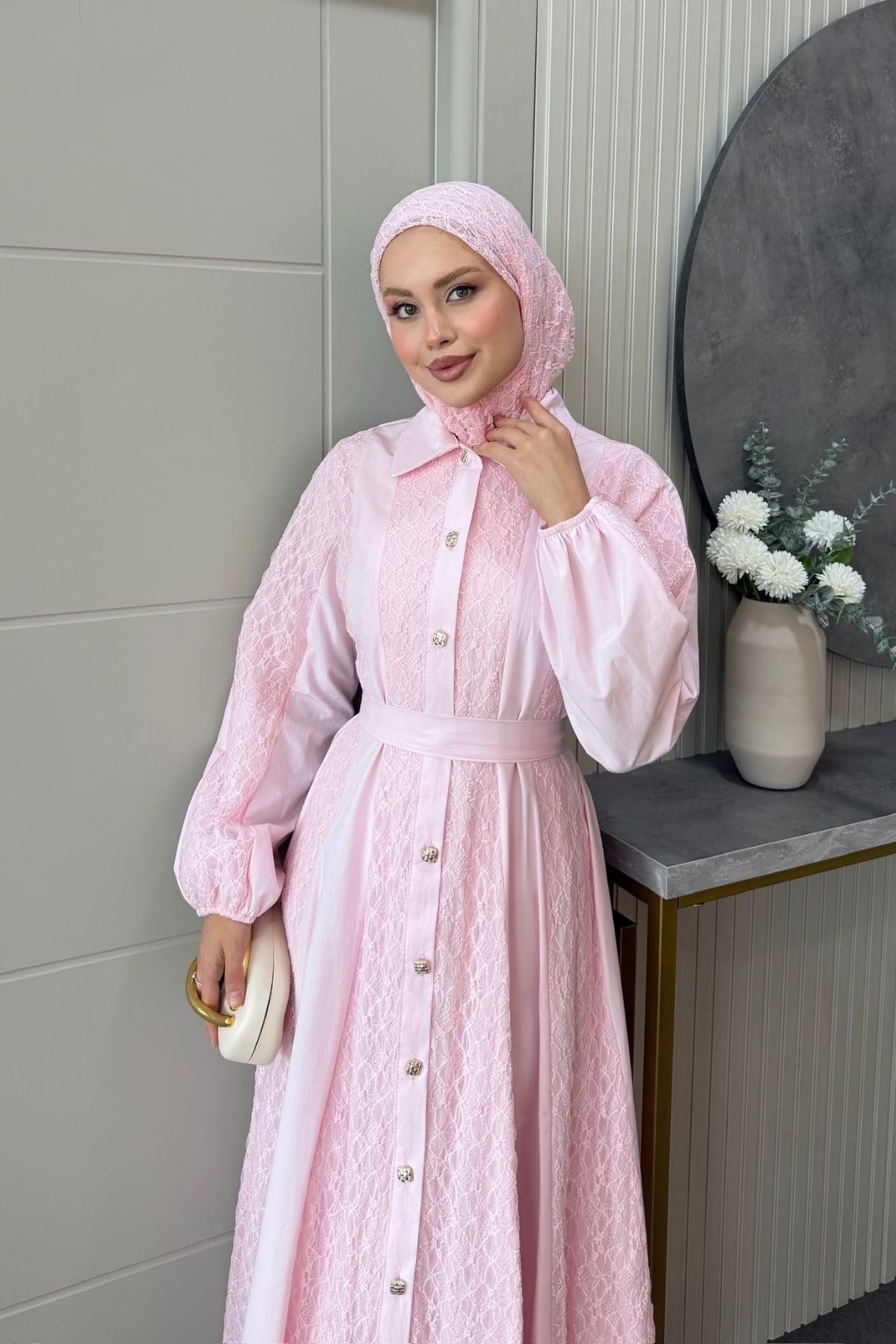 Romantik Dantel Detaylı Elbise Pembe, Fiyatları 