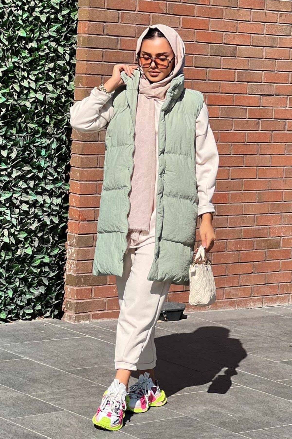 Rose Yelek Mint, Fiyatları Rose Yelek Mint – Haza Moda | Tesettür Giyim