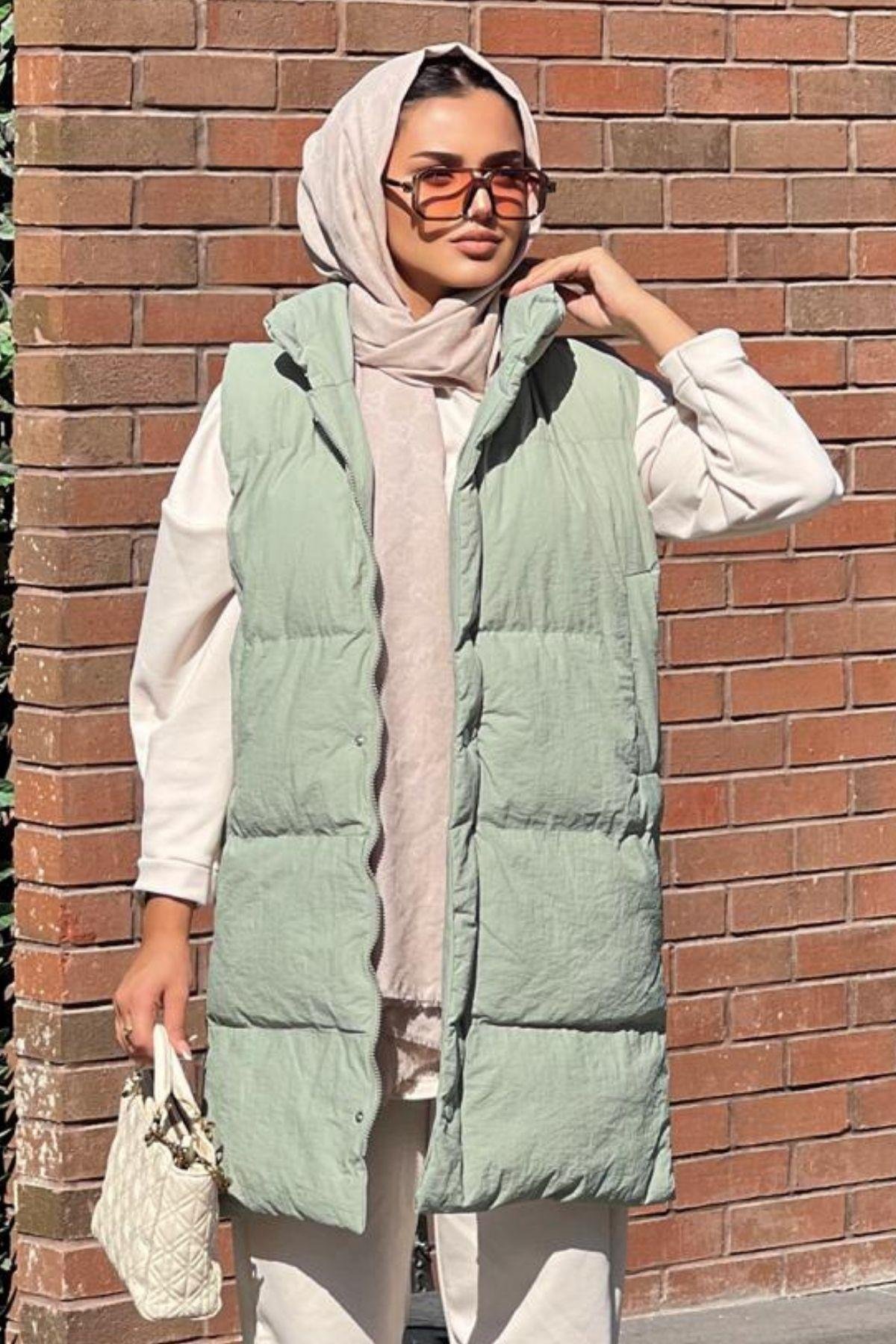 Rose Yelek Mint, Fiyatları Rose Yelek Mint – Haza Moda | Tesettür Giyim