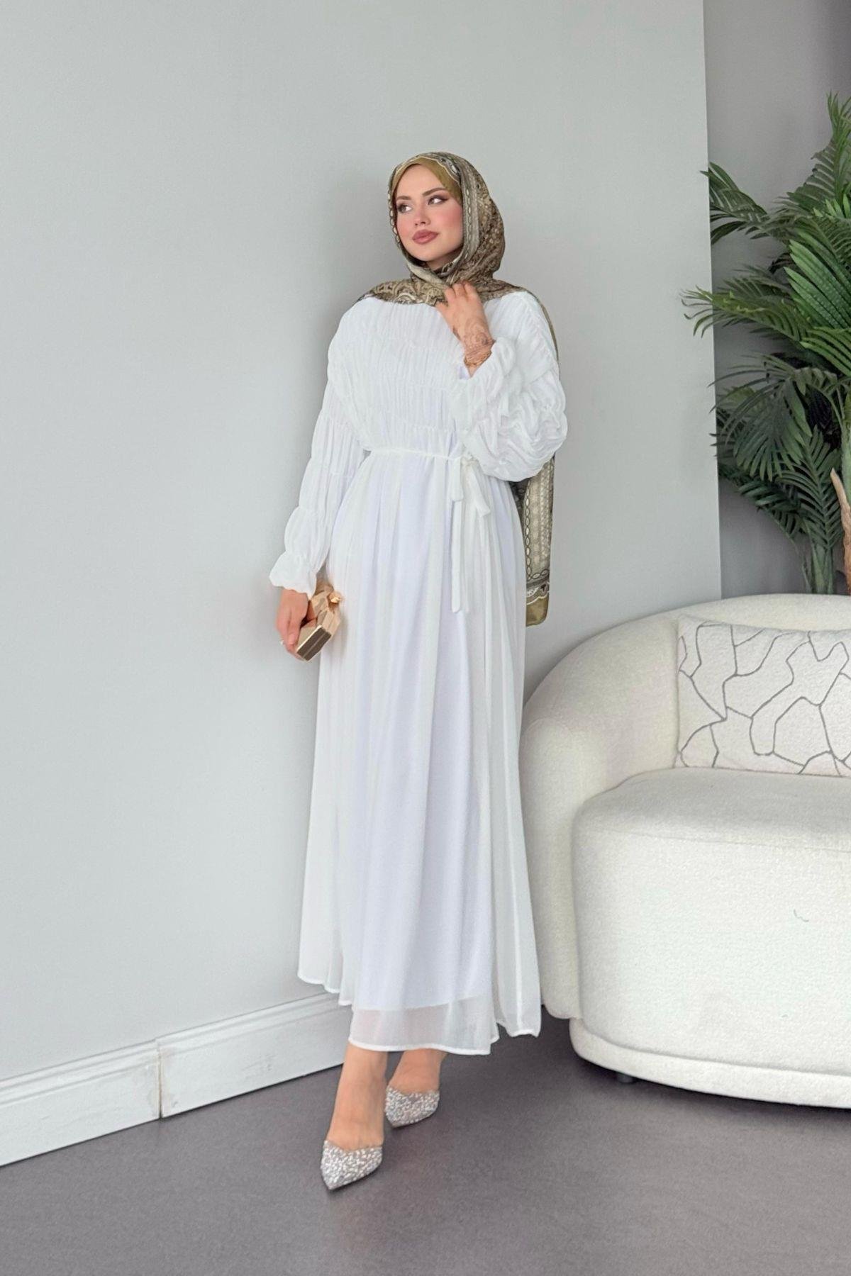 Royal Büzgülü Elbise Beyaz, Fiyatları Royal Büzgülü Elbise Beyaz