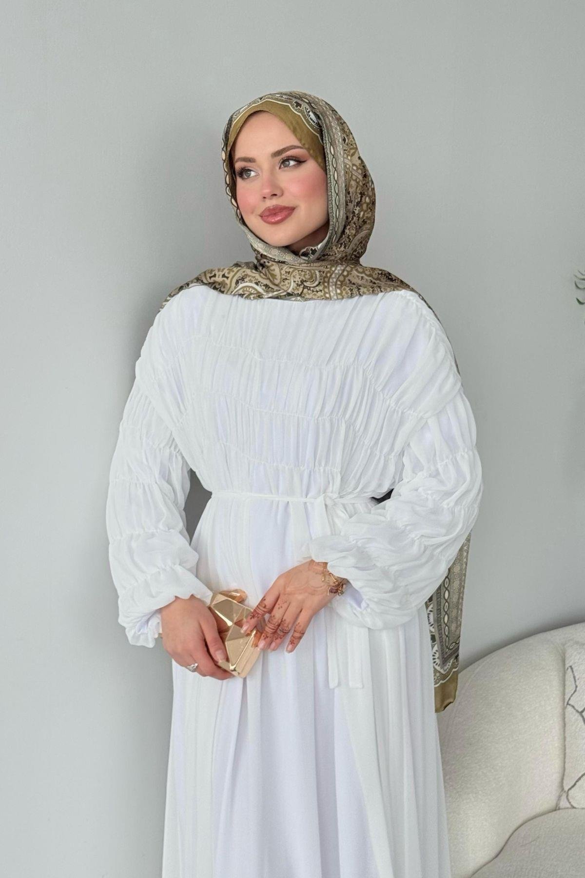 Royal Büzgülü Elbise Beyaz, Fiyatları Royal Büzgülü Elbise Beyaz