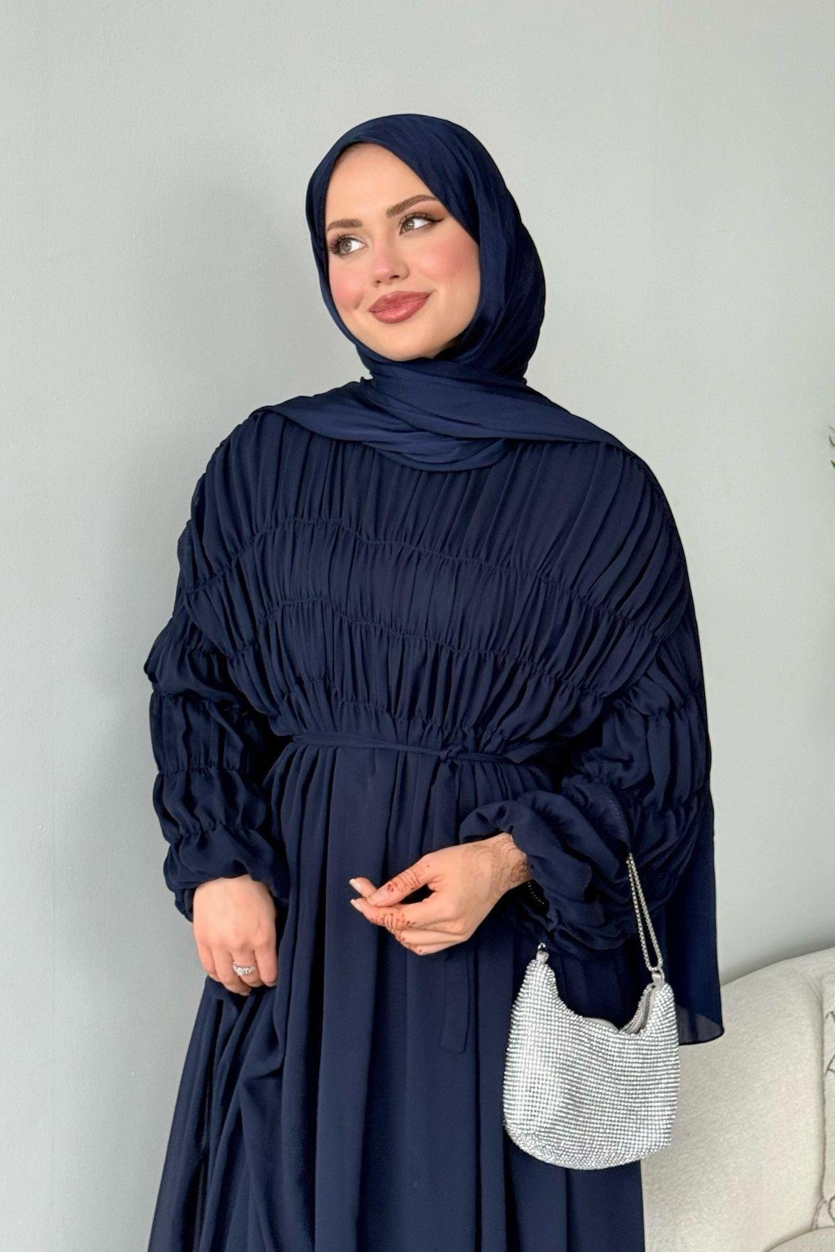 Royal Büzgülü Elbise Lacivert, Fiyatları Royal Büzgülü Elbise Lacivert