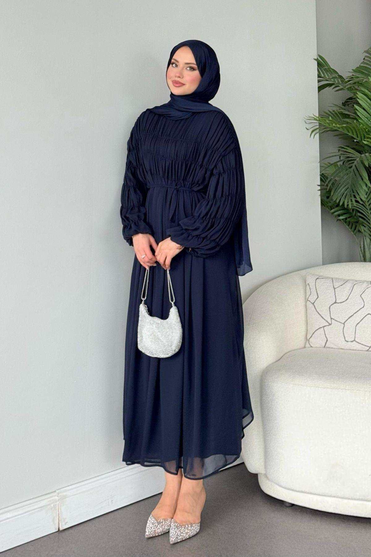 Royal Büzgülü Elbise Lacivert, Fiyatları Royal Büzgülü Elbise Lacivert