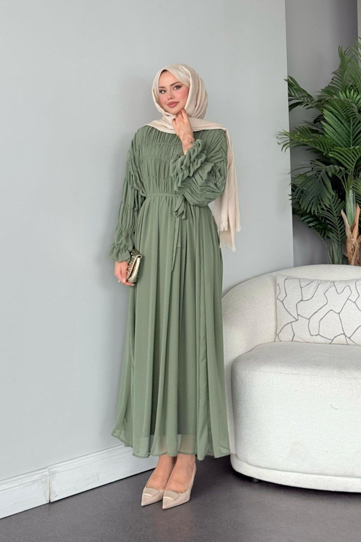 Royal Büzgülü Elbise Mint, Fiyatları Royal Büzgülü Elbise Mint