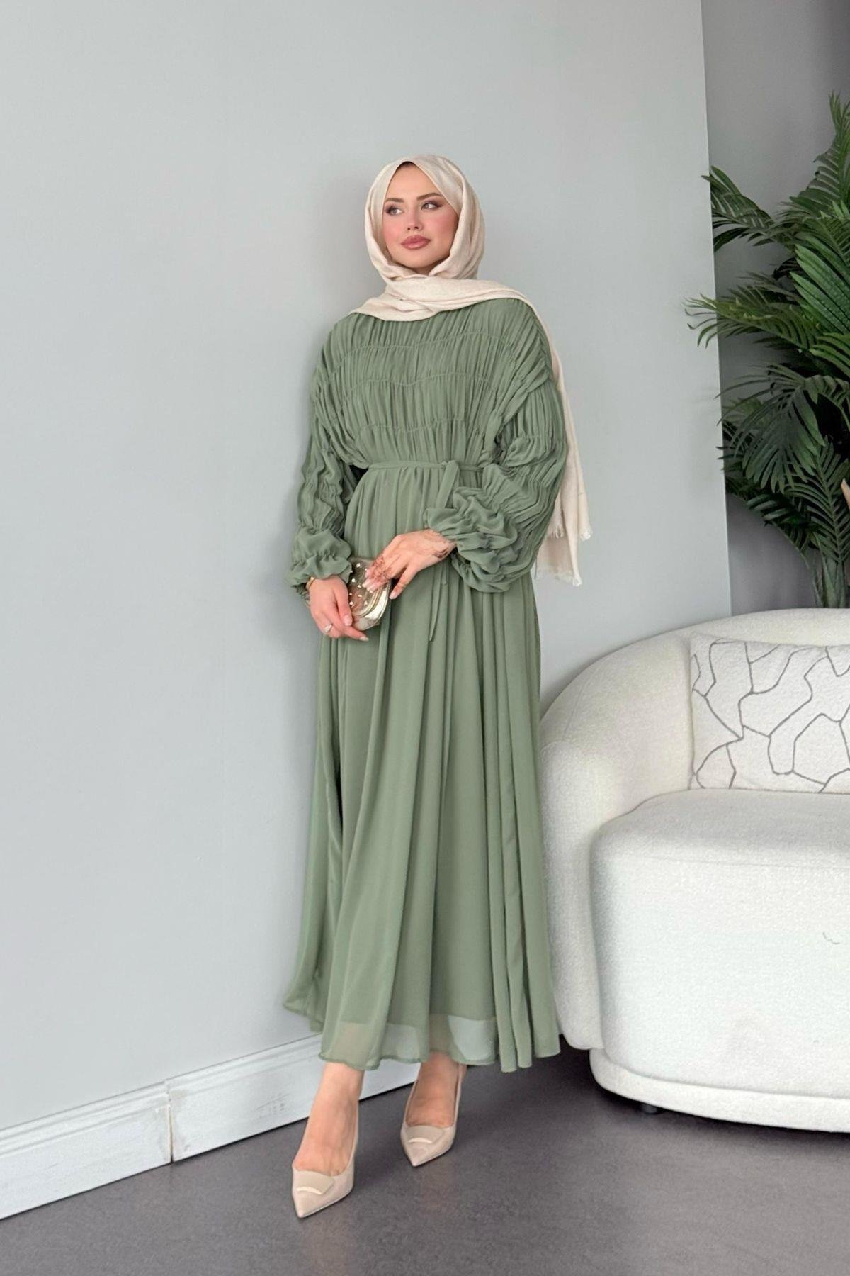 Royal Büzgülü Elbise Mint, Fiyatları Royal Büzgülü Elbise Mint