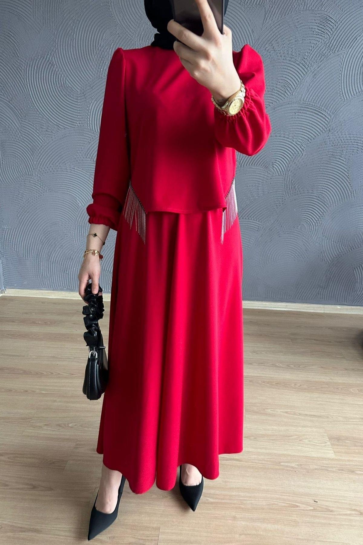 Roza Etekli Takım Kırmızı, Fiyatları 