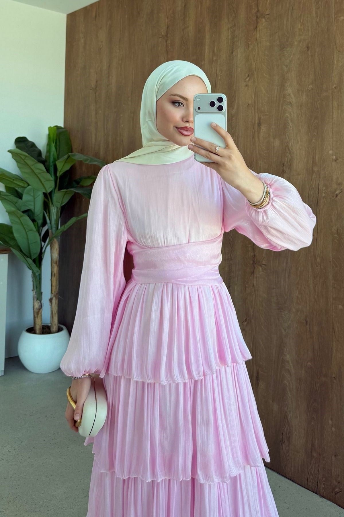 Rumela Kat Kat Saten Elbise Pembe, Fiyatları Rumela Kat Kat Saten Elbise Pembe| Haza Moda