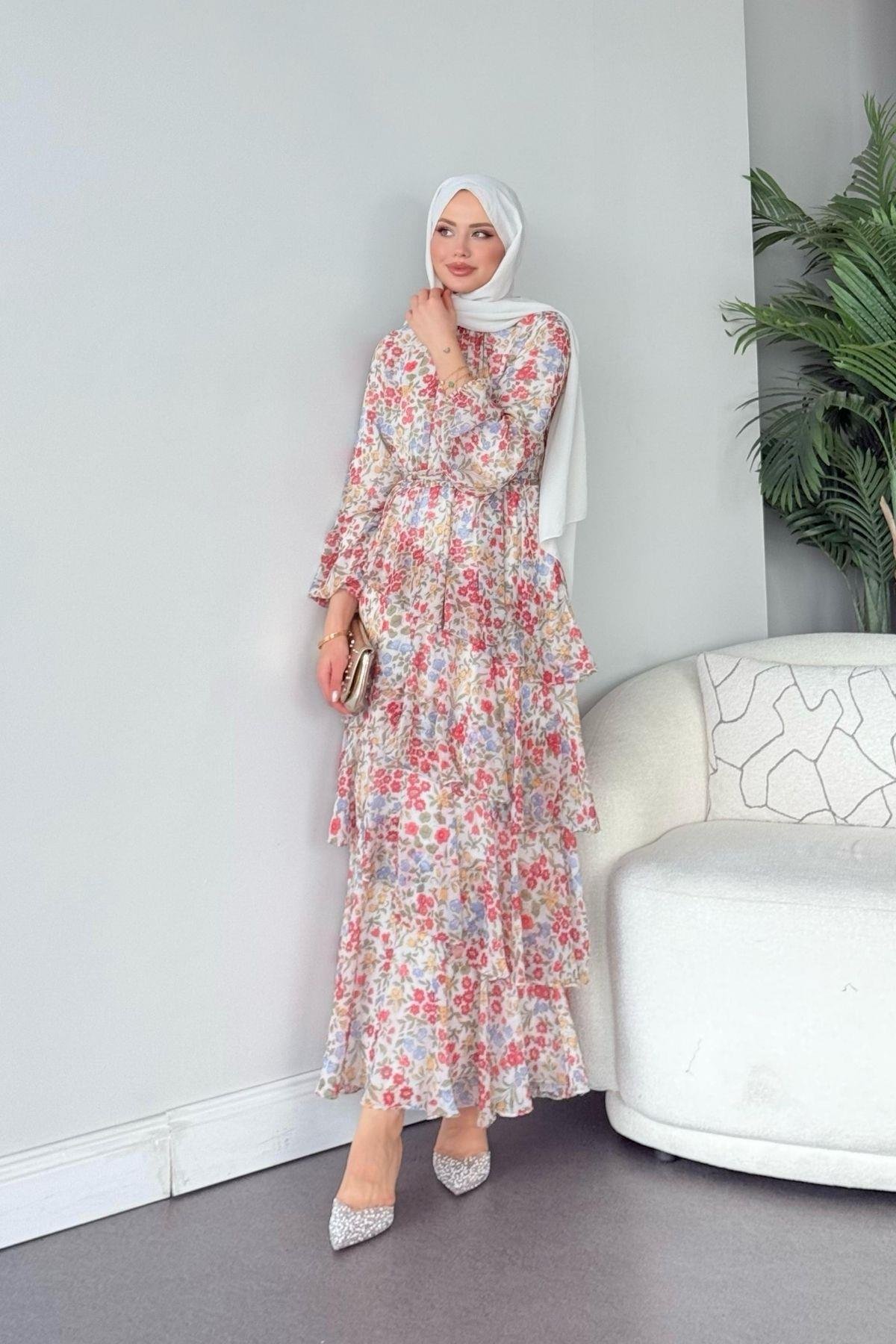 Rümeysa Desenli Elbise Kırmızı, Fiyatları Rümeysa Desenli Elbise Kırmızı