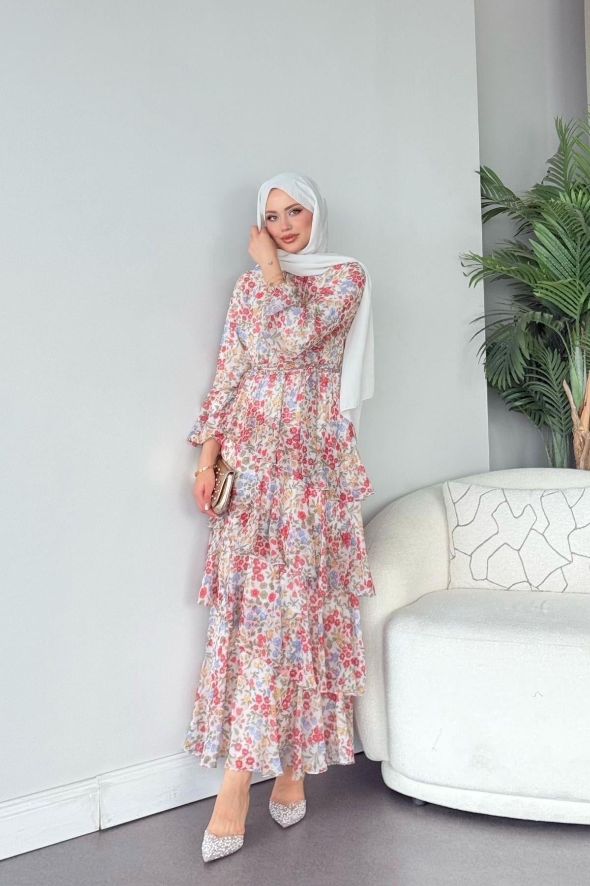 Rümeysa Desenli Elbise Kırmızı, Fiyatları Rümeysa Desenli Elbise Kırmızı