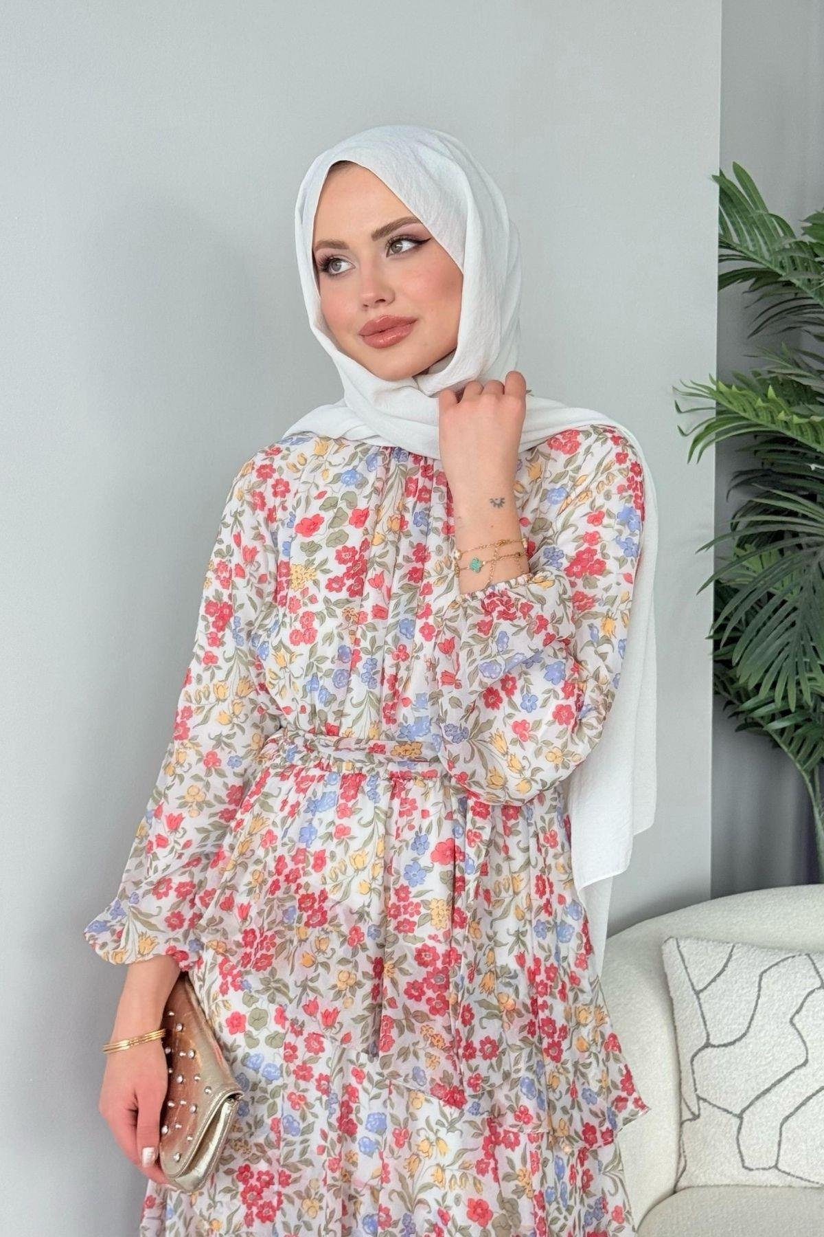 Rümeysa Desenli Elbise Kırmızı, Fiyatları Rümeysa Desenli Elbise Kırmızı