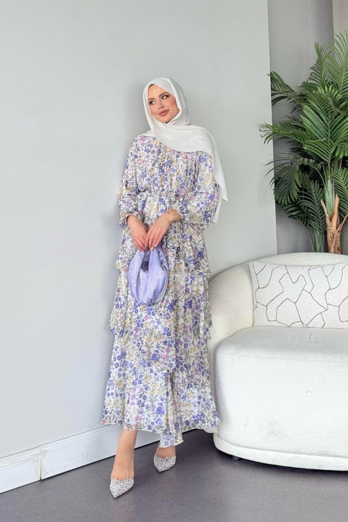 Rümeysa Desenli Elbise Lila, Fiyatları Rümeysa Desenli Elbise Lila
