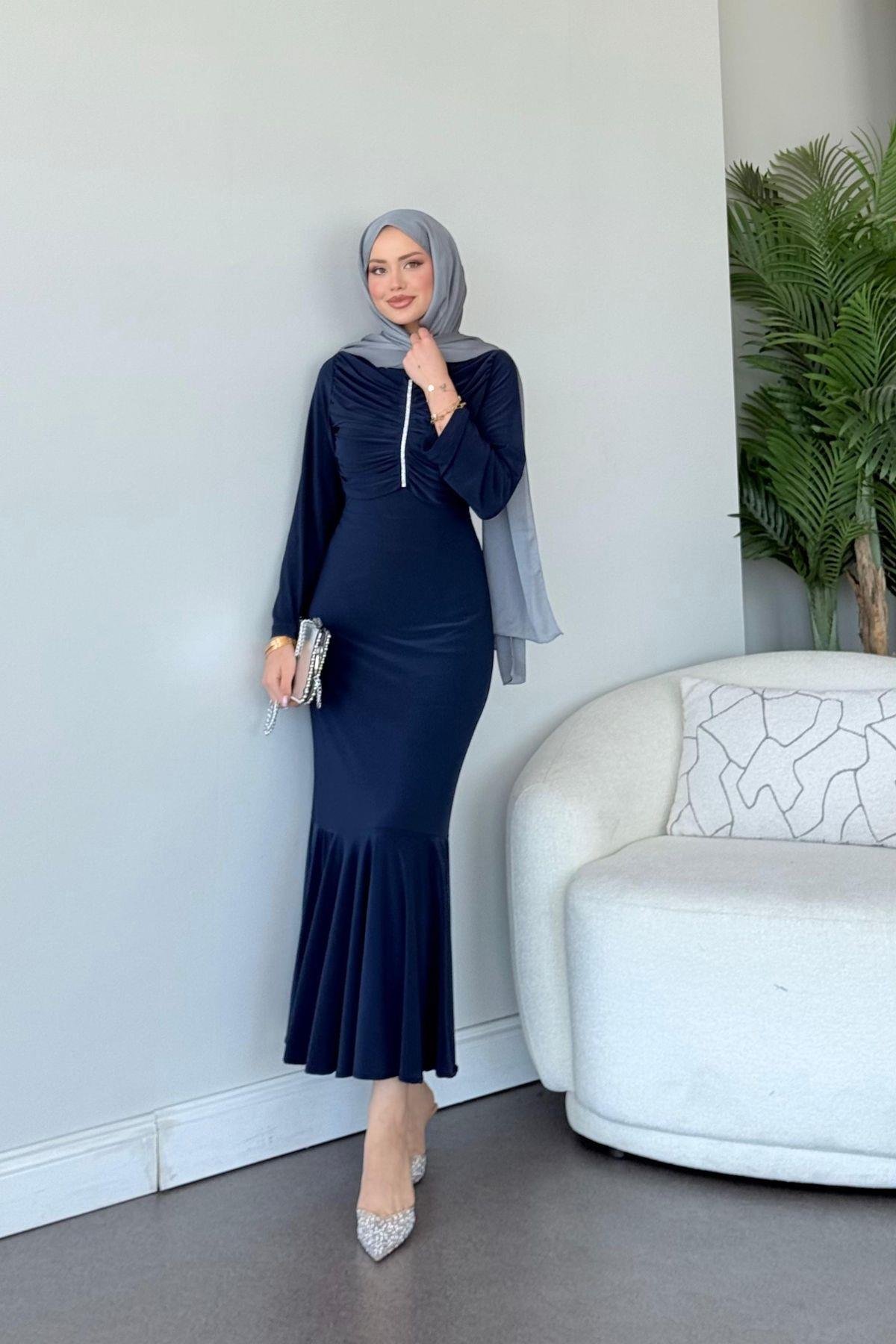 Rüveyda Sandy Elbise Lacivert, Fiyatları Rüveyda Sandy Elbise Lacivert
