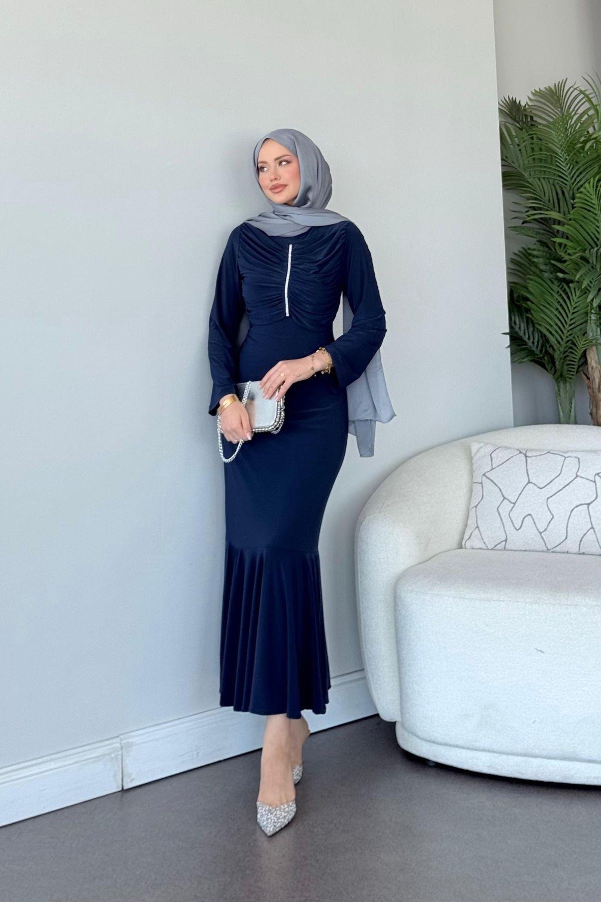 Rüveyda Sandy Elbise Lacivert, Fiyatları Rüveyda Sandy Elbise Lacivert