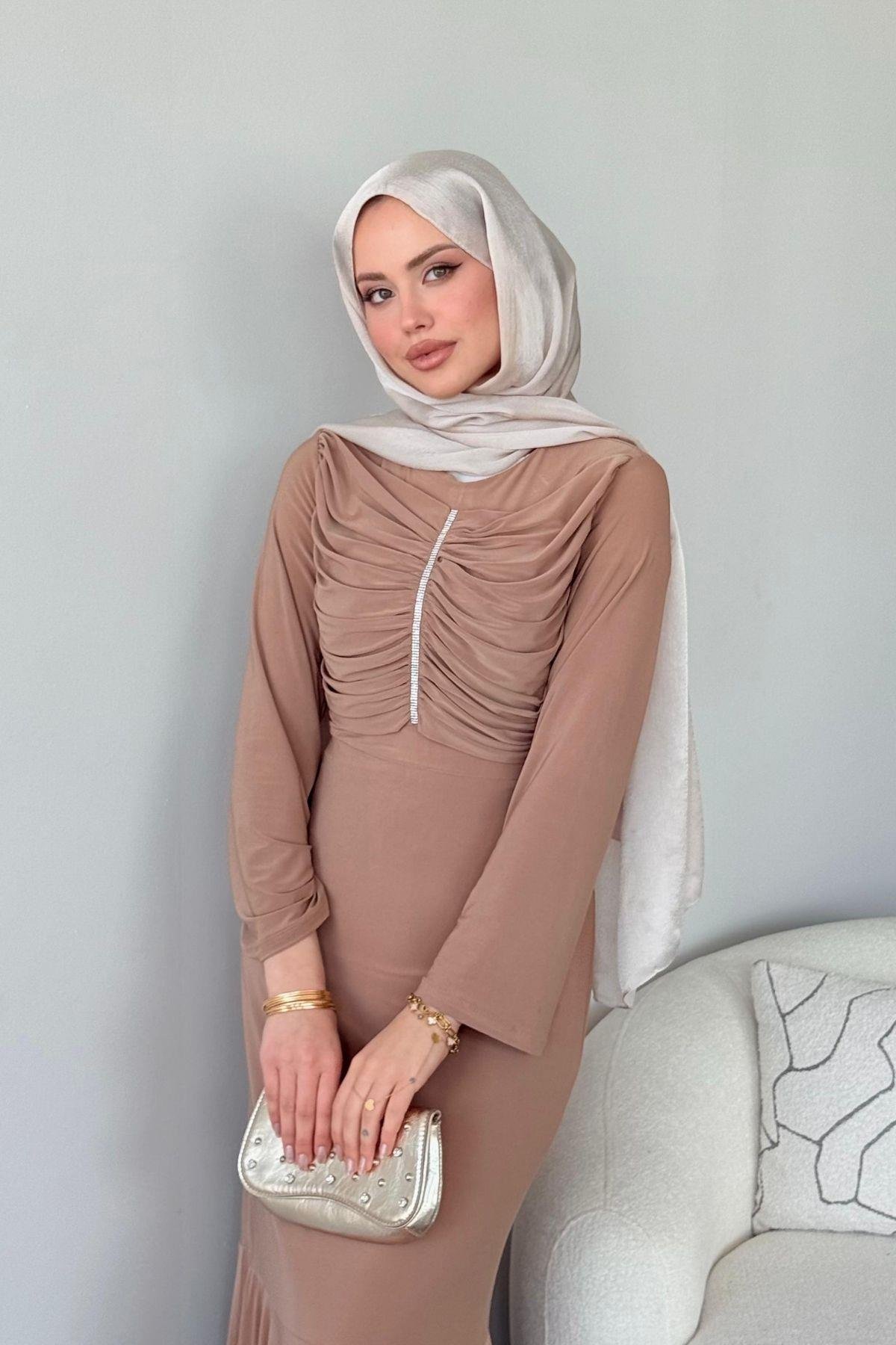 Rüveyda Sandy Elbise Vizon, Fiyatları Rüveyda Sandy Elbise Vizon- Haza Moda