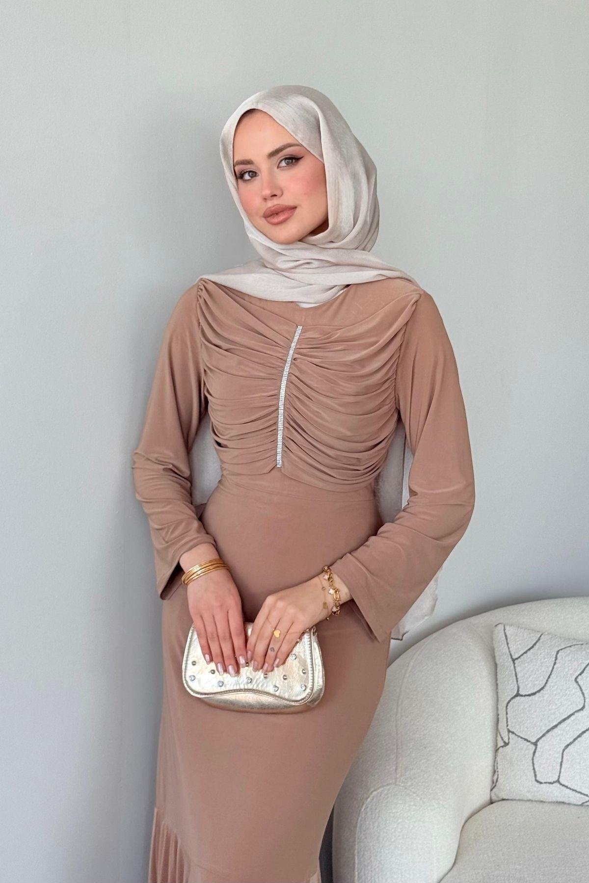 Rüveyda Sandy Elbise Vizon, Fiyatları Rüveyda Sandy Elbise Vizon- Haza Moda