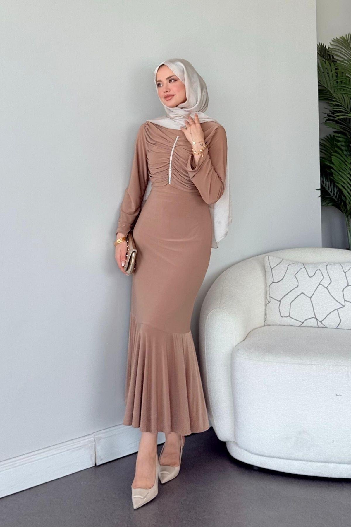 Rüveyda Sandy Elbise Vizon, Fiyatları Rüveyda Sandy Elbise Vizon- Haza Moda